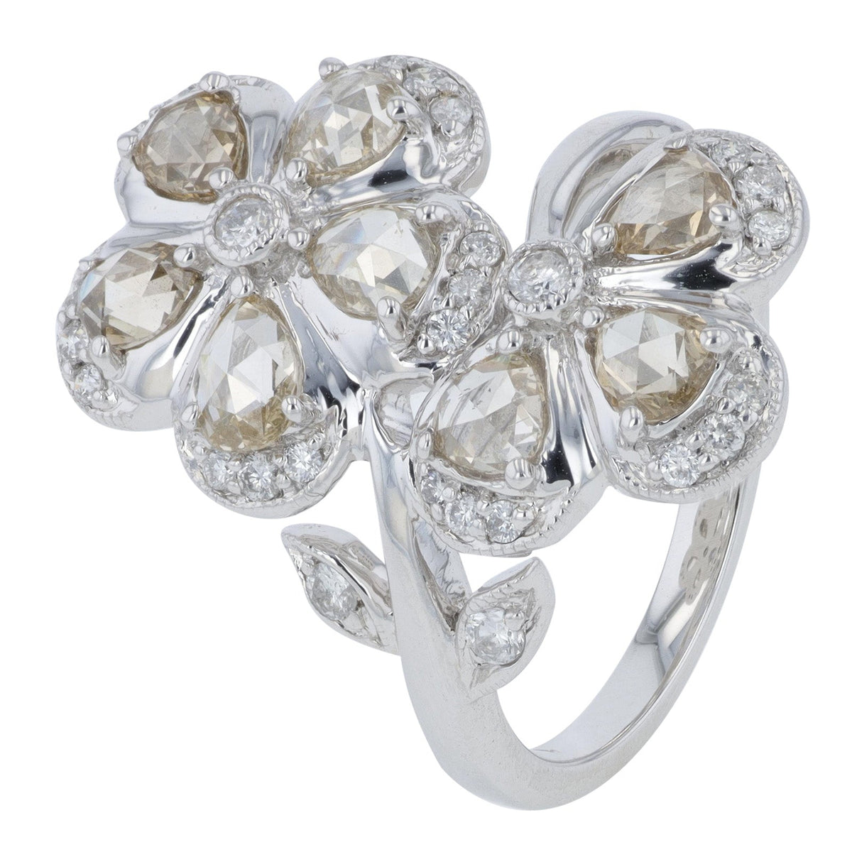 18K WG 1.45 CT Diamond Flower Ring