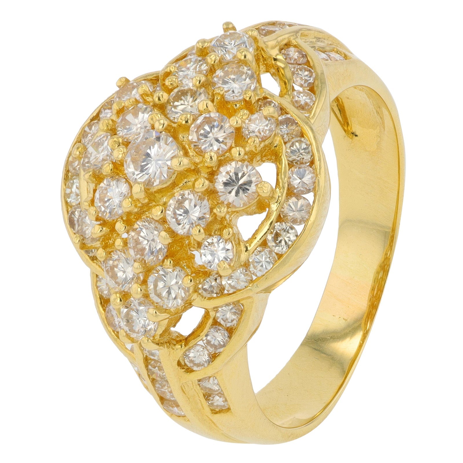 18K YG 1.60 CT Diamond Cluster Ring