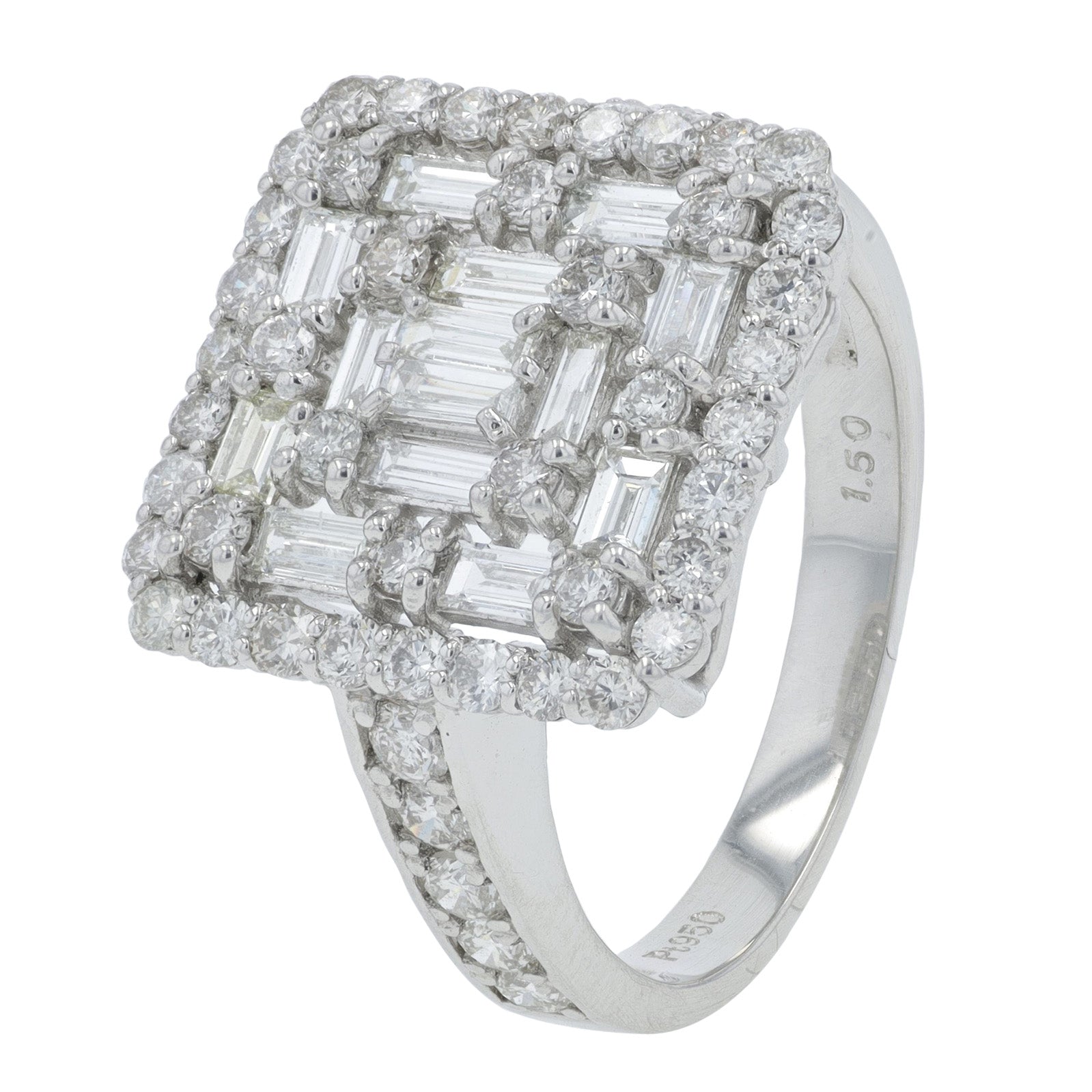 PT950 1.50 CT Diamond Cluster Ring