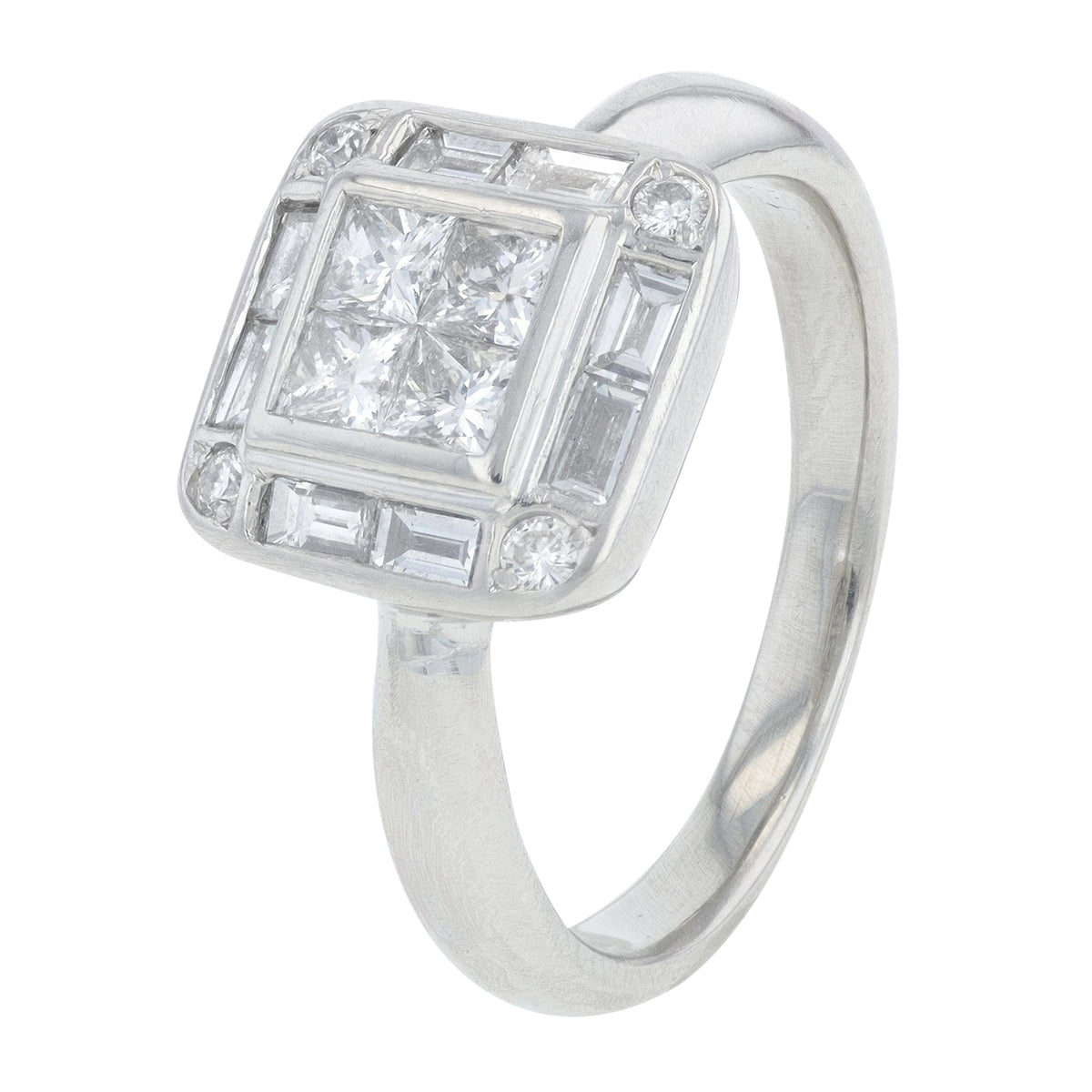 PT900 1.10 CT Diamond Halo Ring