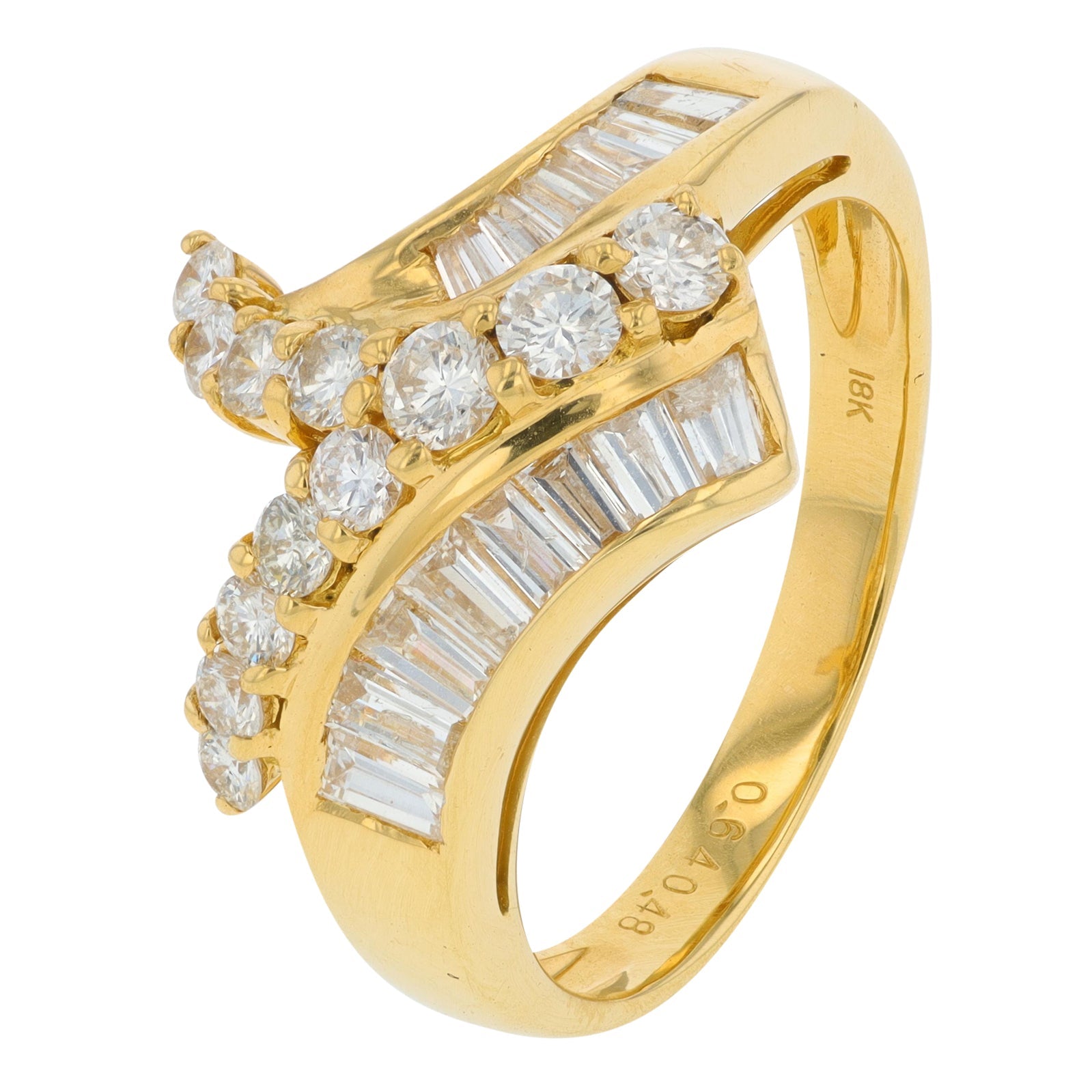 18K YG 1.12 CTW Diamond Bypass Ring