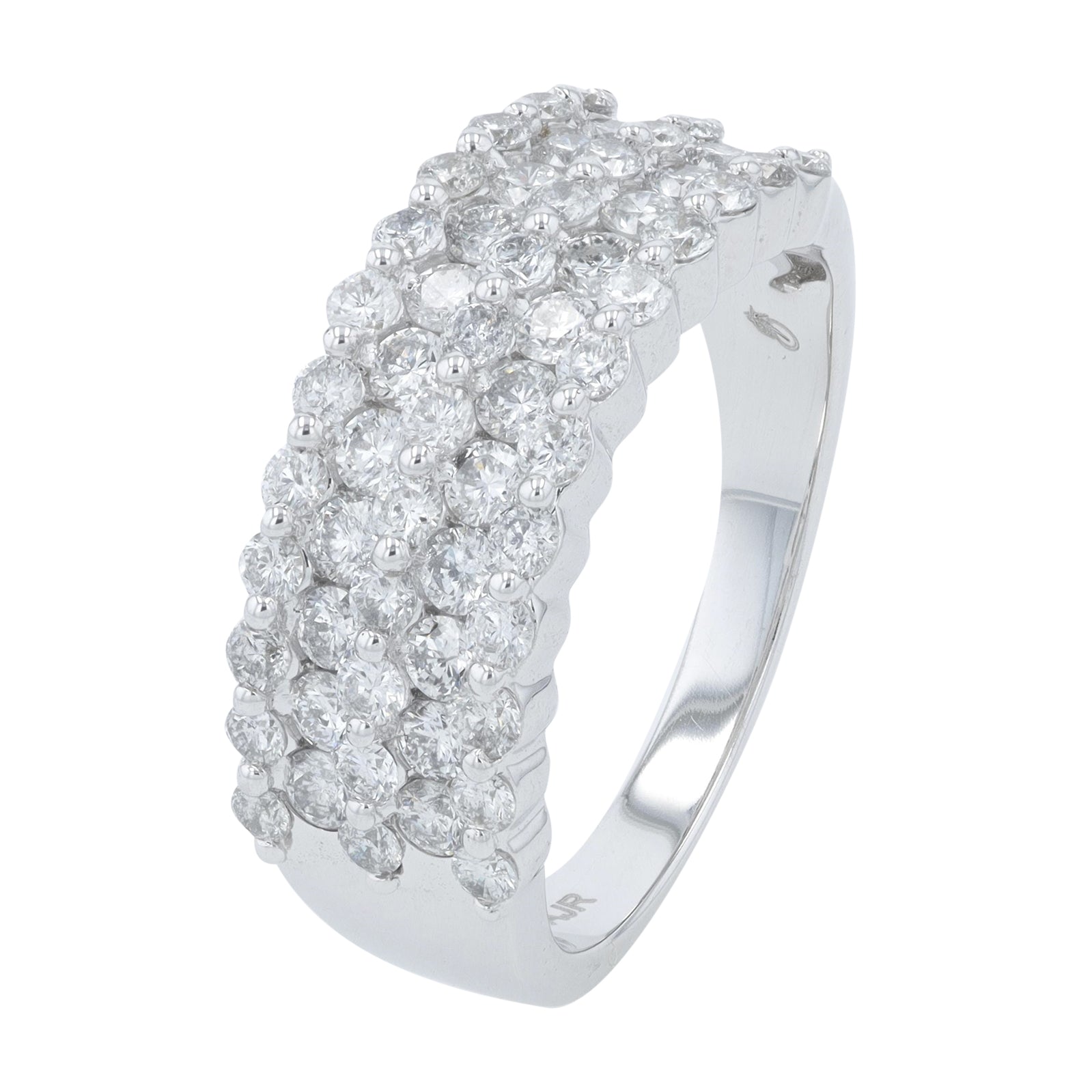 14K WG 1.50 CTW Diamond Three Row Ring