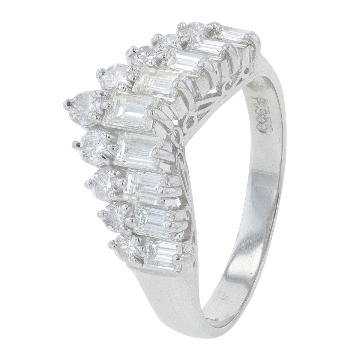 PT900 1 CT Diamond Chevron Ring