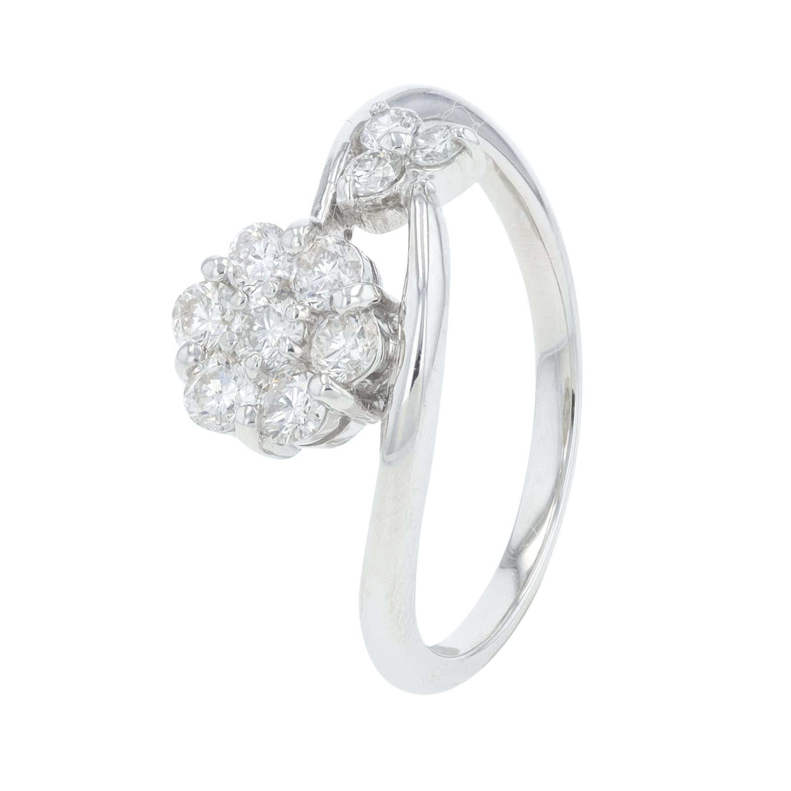 PT900 .50 CTW Diamond Flower Ring