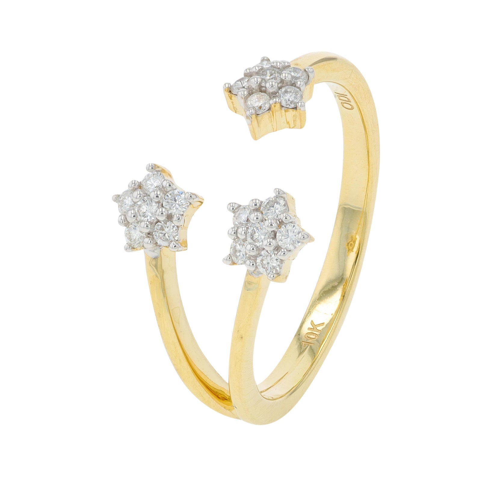 10K YG .20 CT Diamond Star Cuff Ring