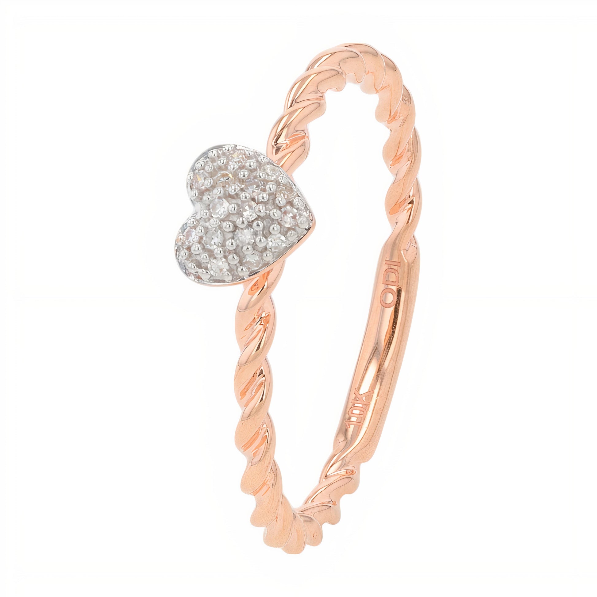 10K RG .05 CT Diamond Heart Ring