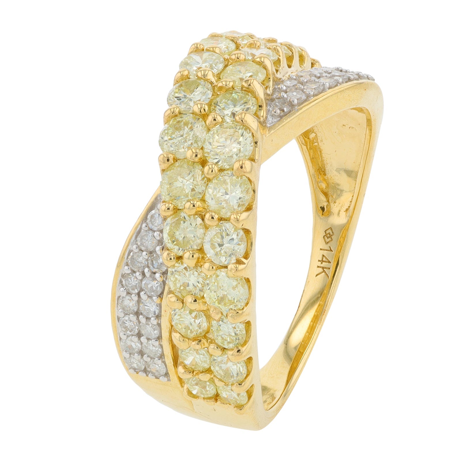 14K YG 1.50 CT Diamond Crossover Band