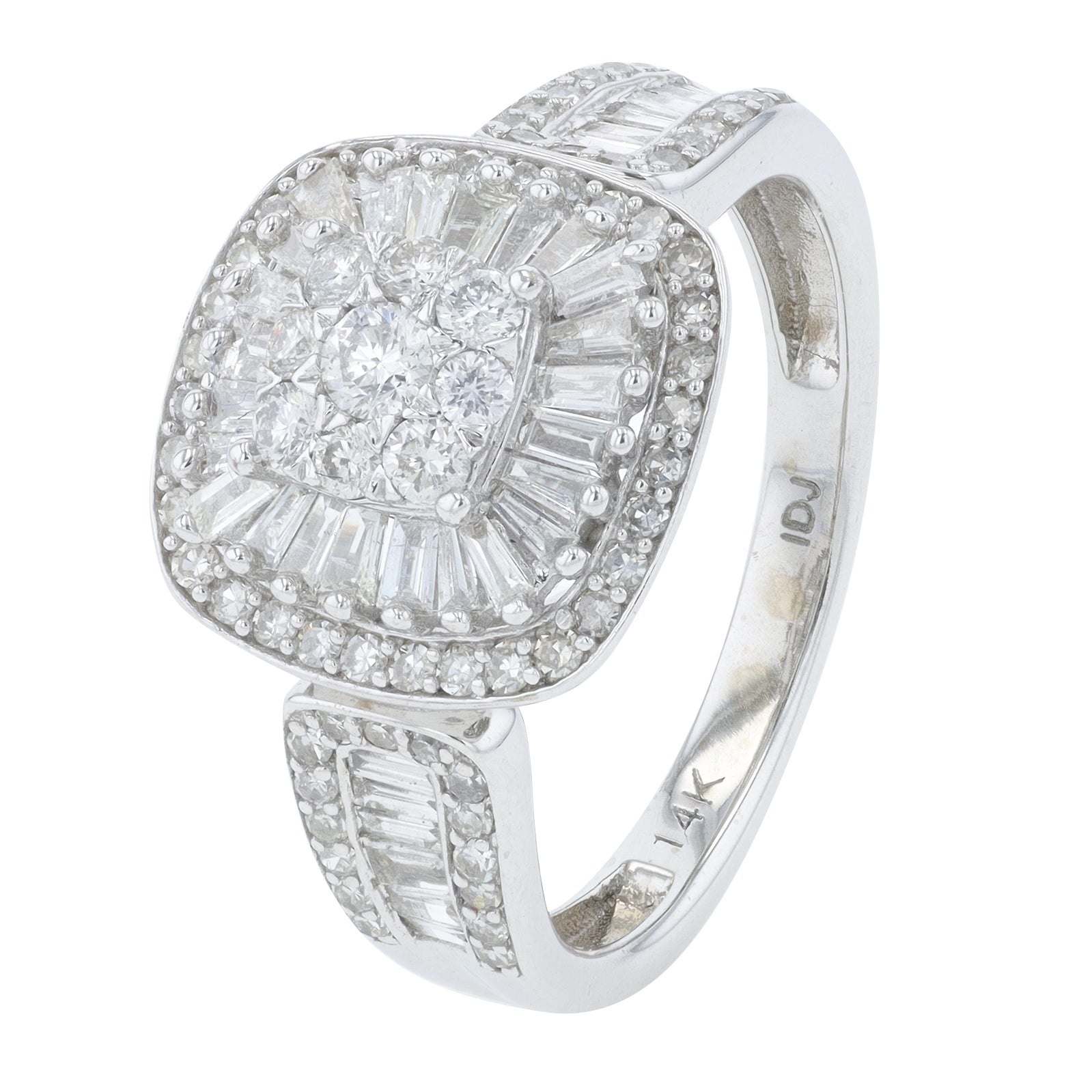 14K WG 1 CT Diamond Cluster Ring