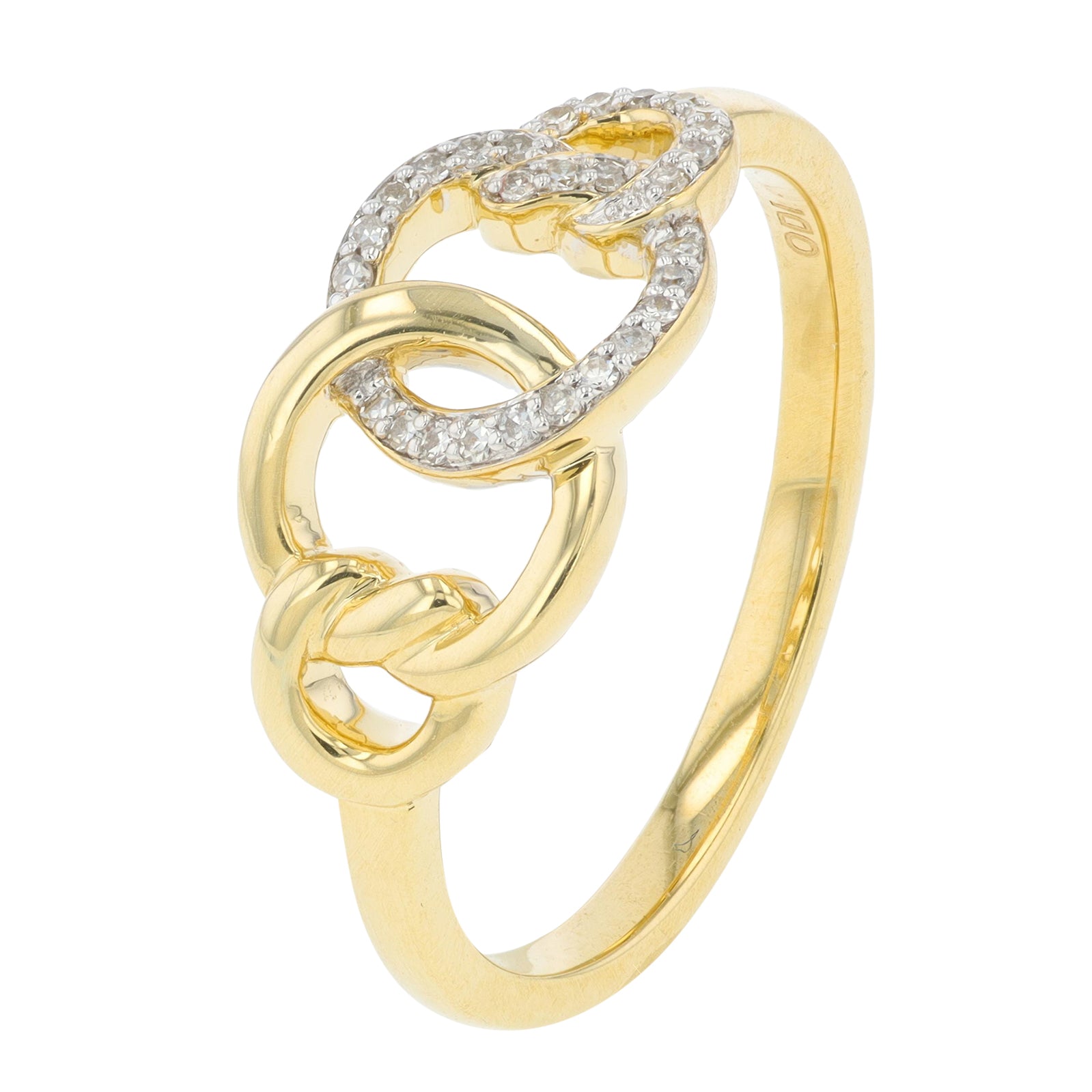 10K YG .10 CT Diamond Interlocking Ring