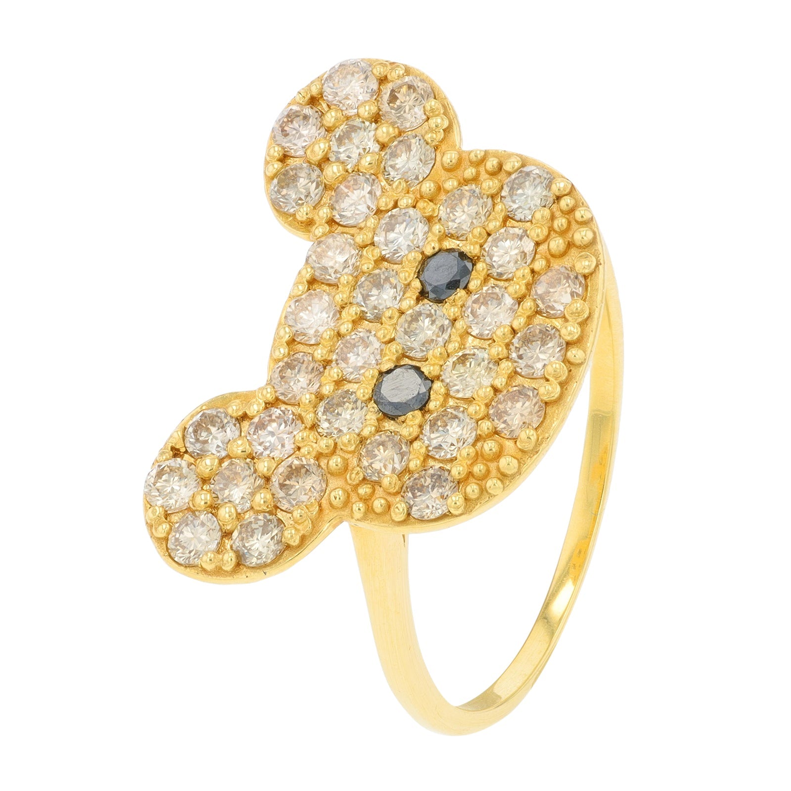 18K YG 1 CTW Diamond Mouse Ring