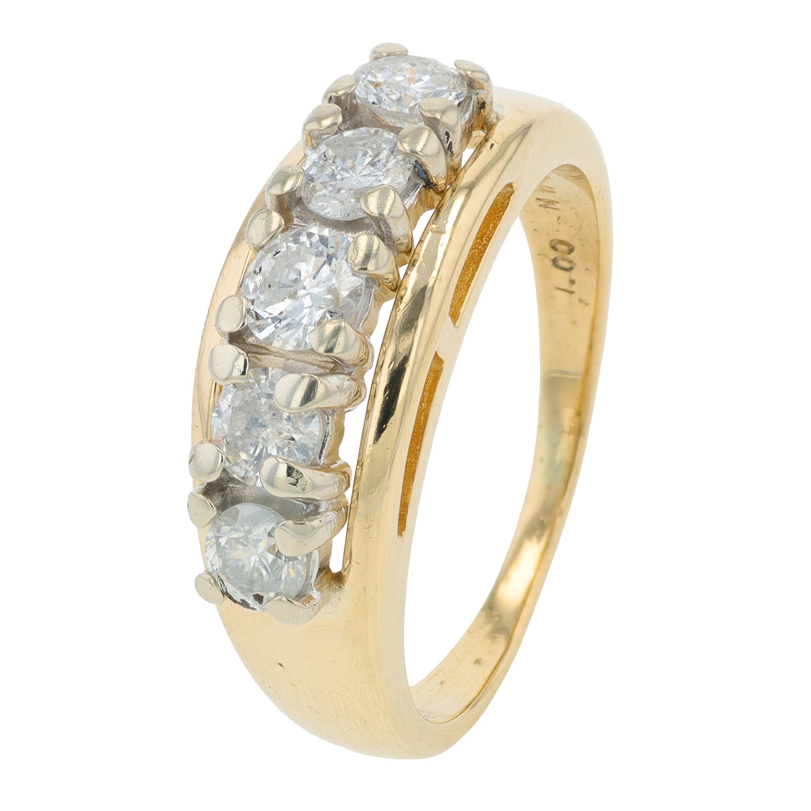 14K YG 1 CT Diamond Five Stone Ring