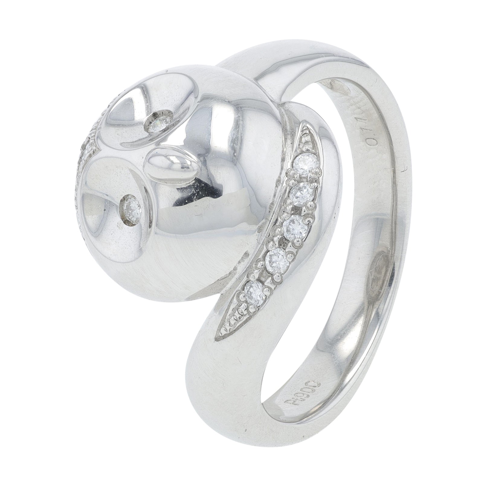 PT900 .11 CT Diamond Owl Ring