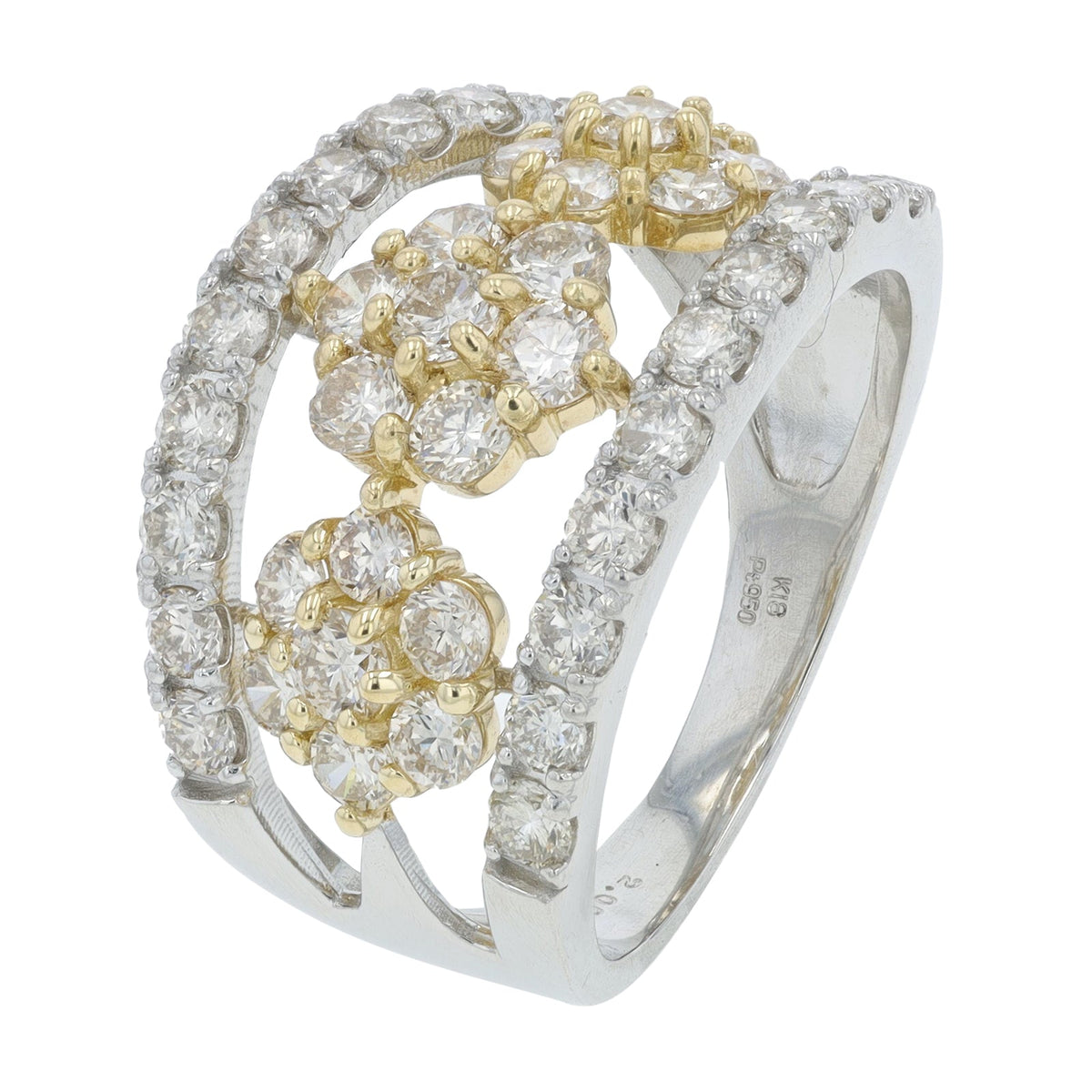 PT950/18K YG 2.00 CTW Diamond Ring