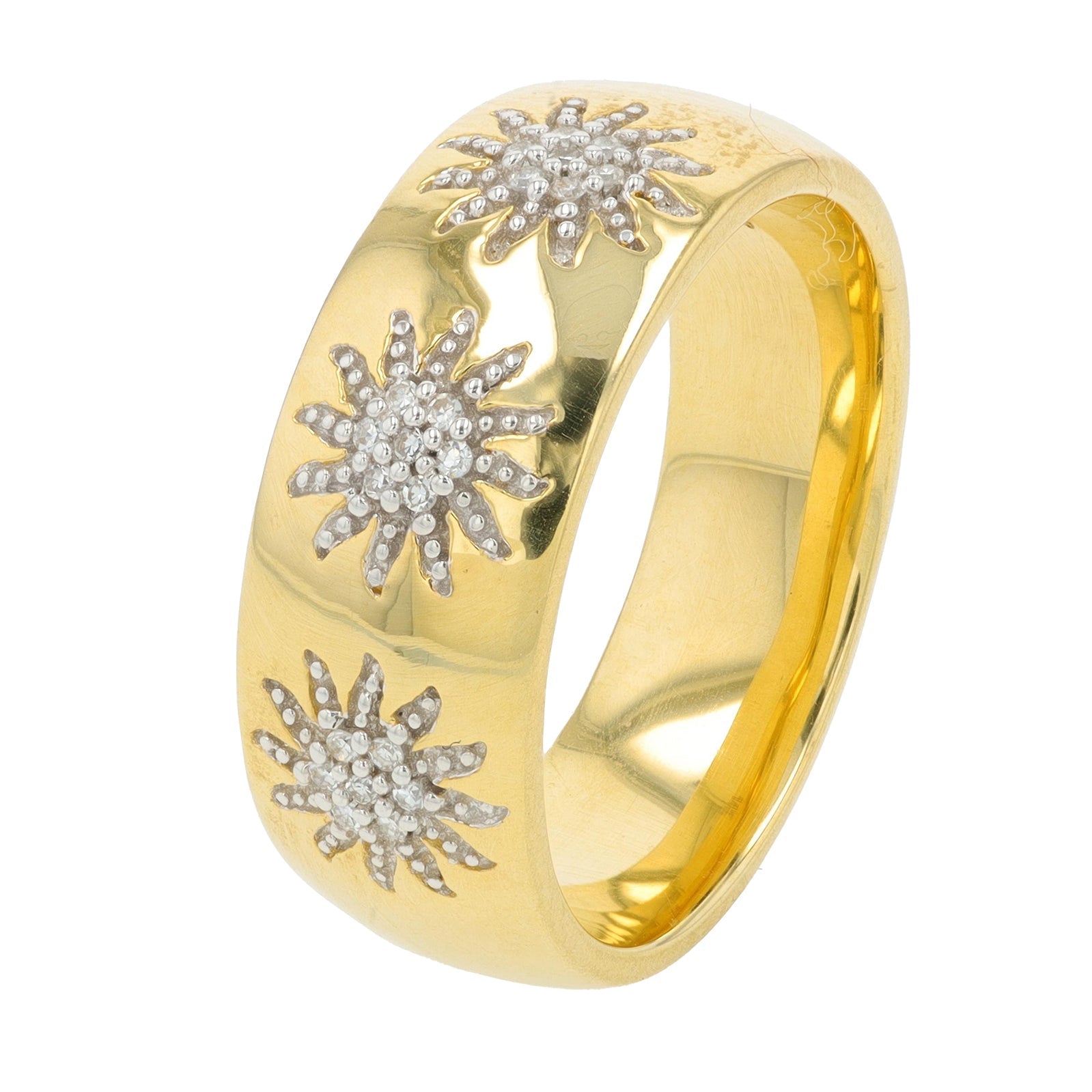 14K YG 0.06 CT Diamond Flower Band