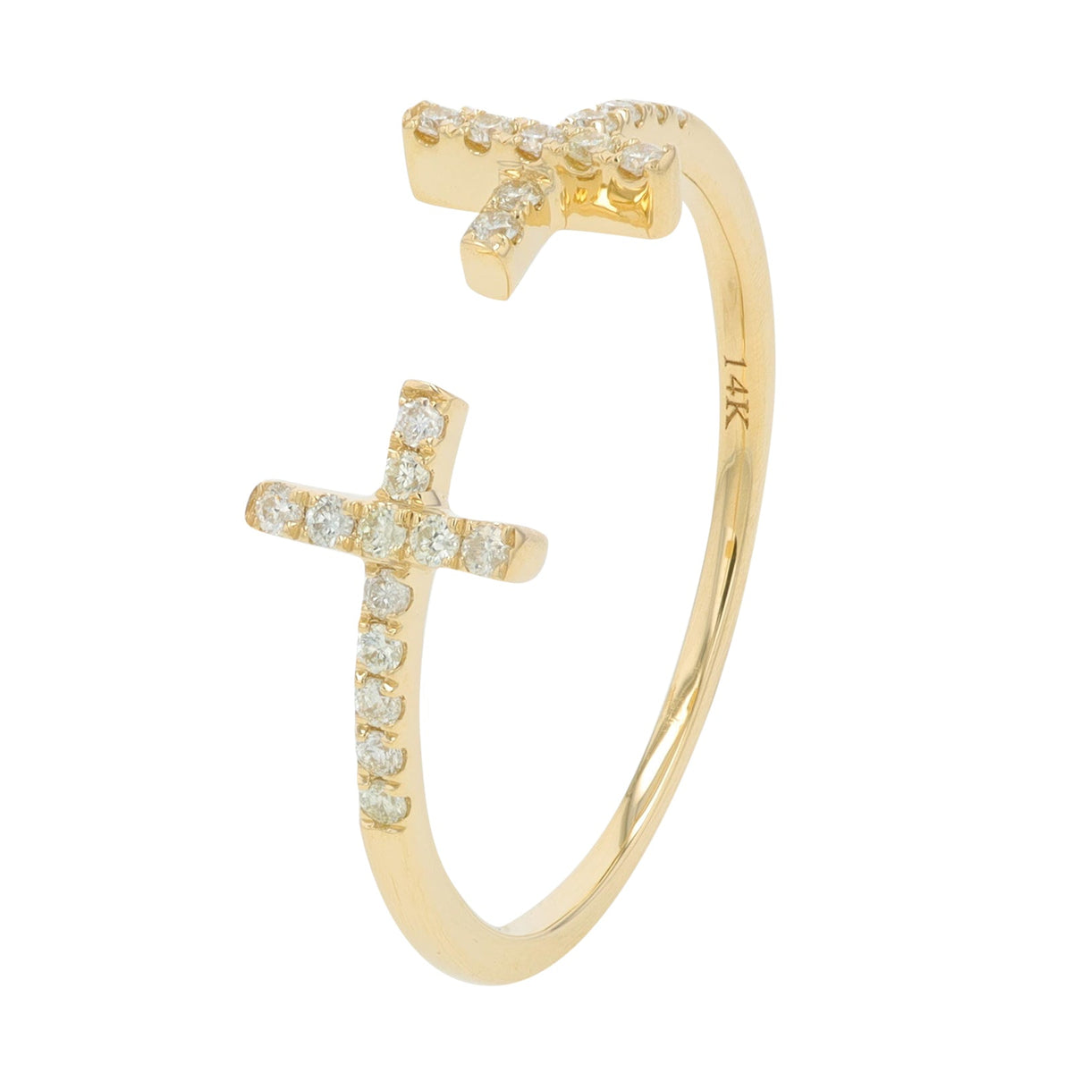 14K .15 CT Diamond Cross Cuff Ring<p><strong>More Colors Available</p></strong>