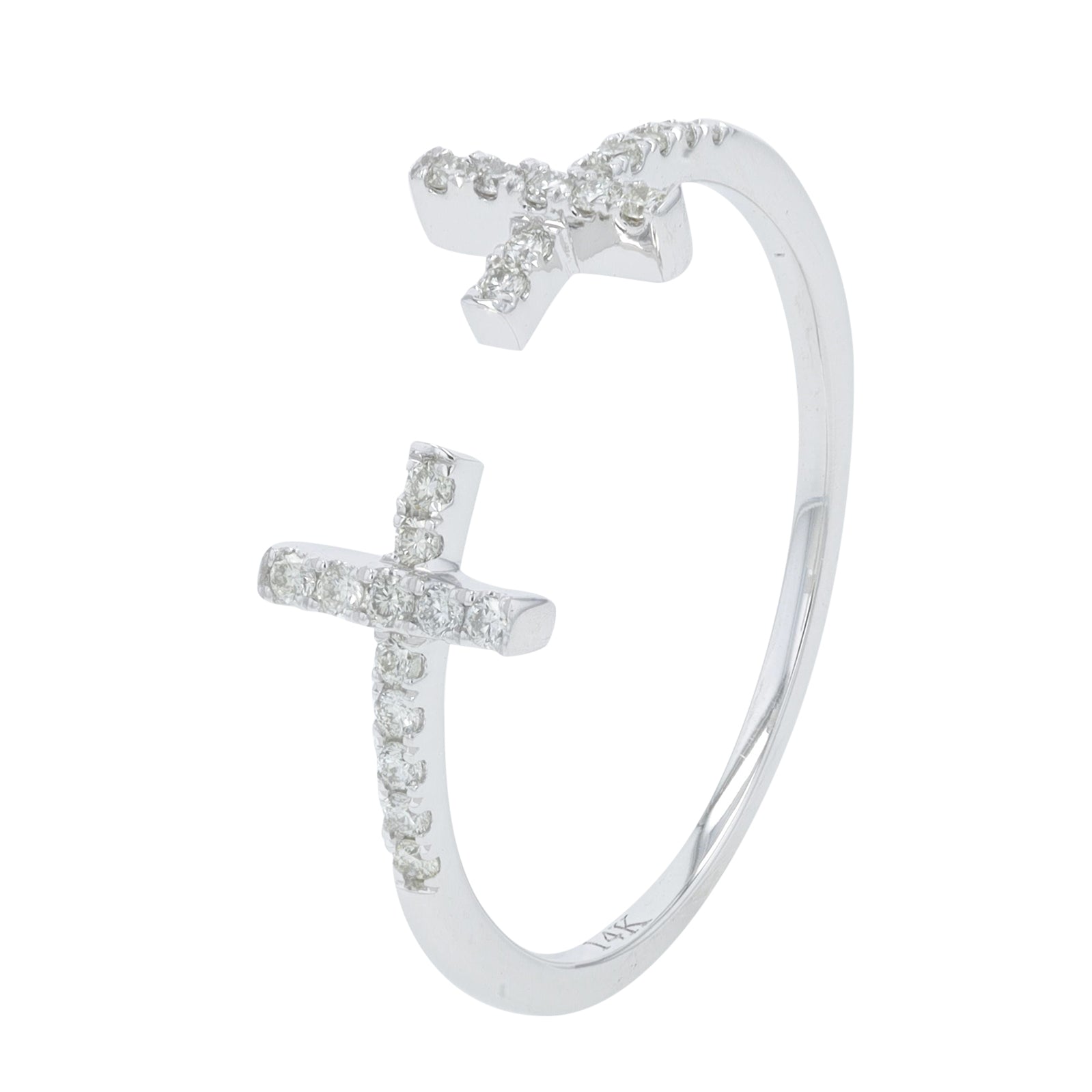 14K .15 CT Diamond Cross Cuff Ring<p><strong>More Colors Available</p></strong>