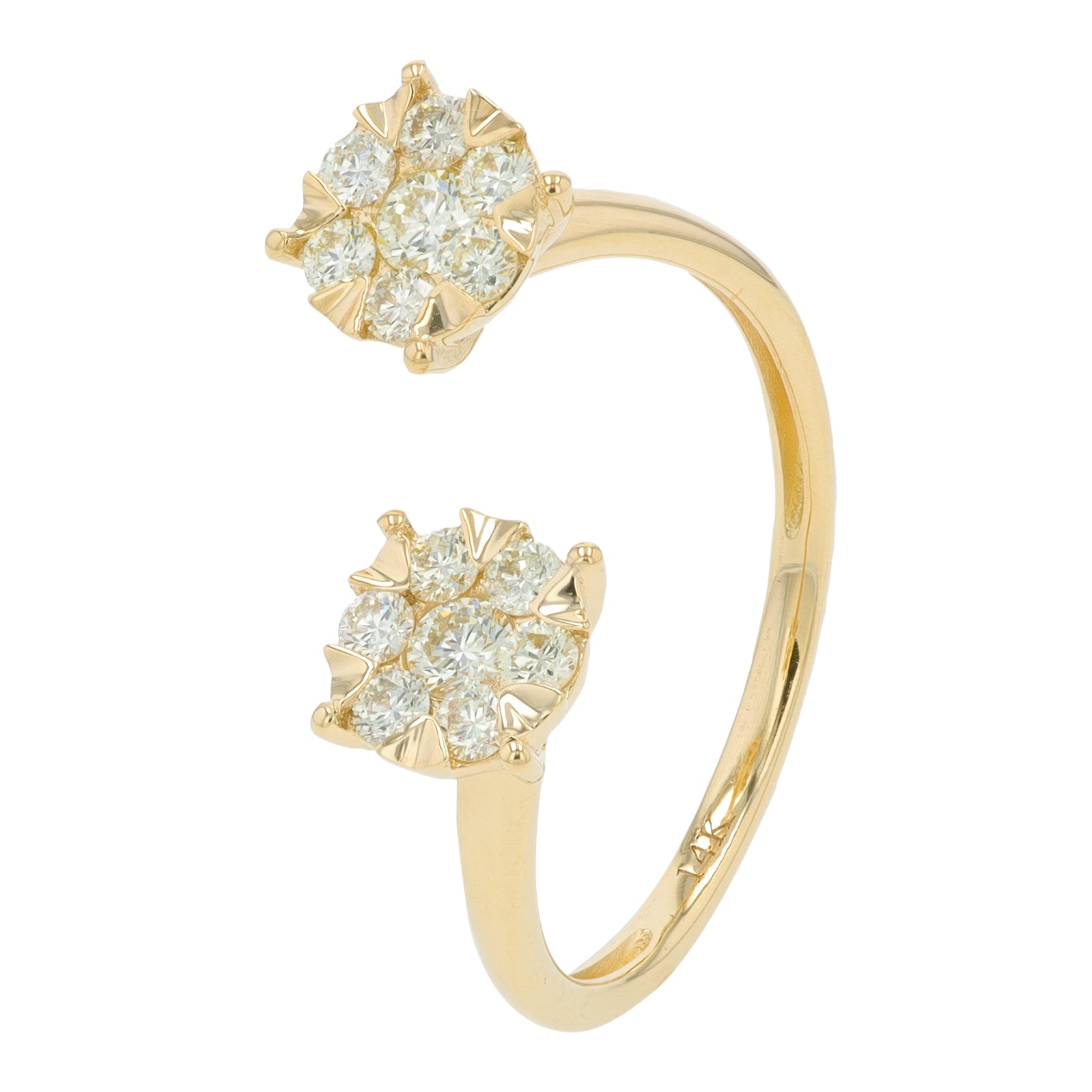 14K YG .45 CT Diamond Cuff Ring