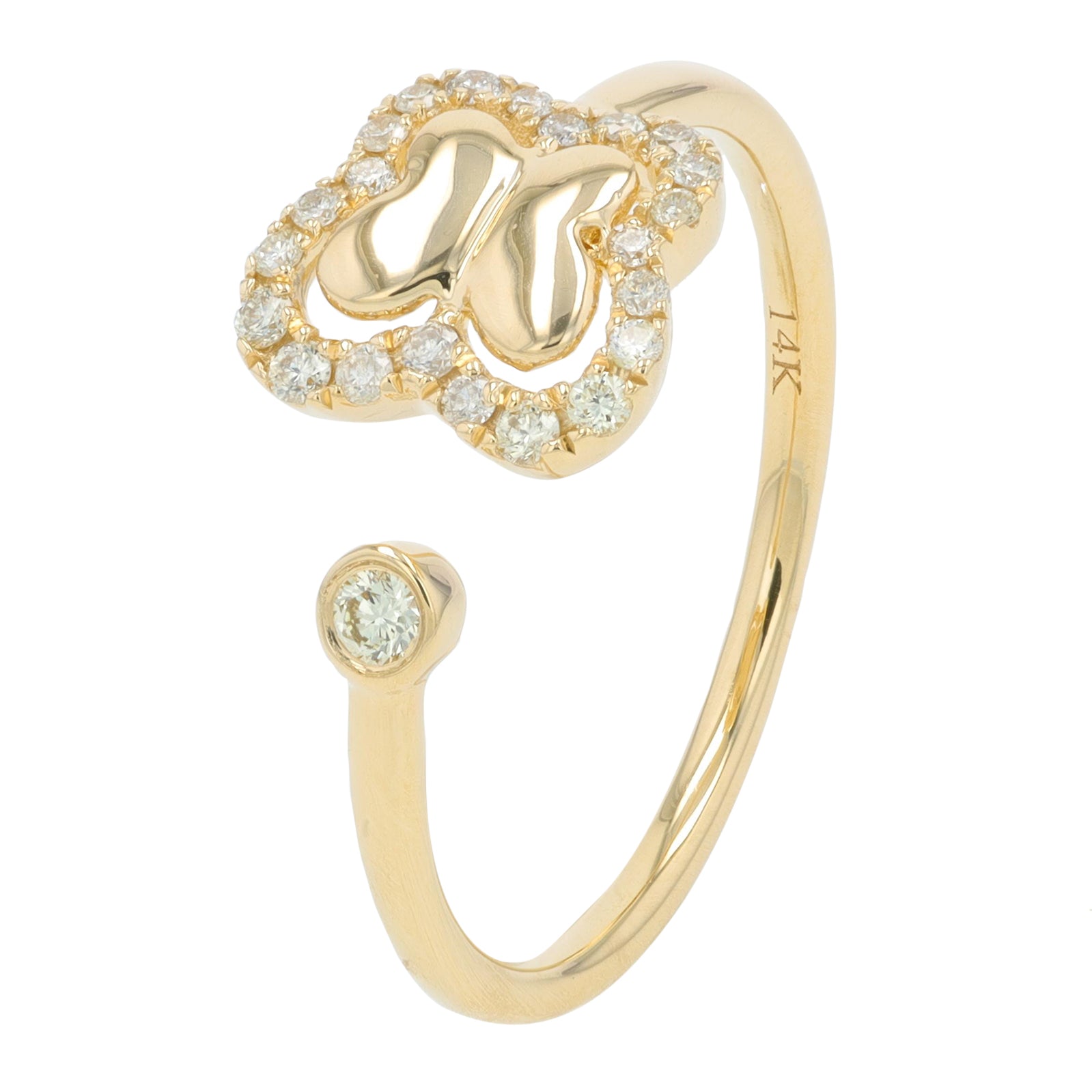 14K YG .17 CT Diamond Butterfly Cuff Ring
