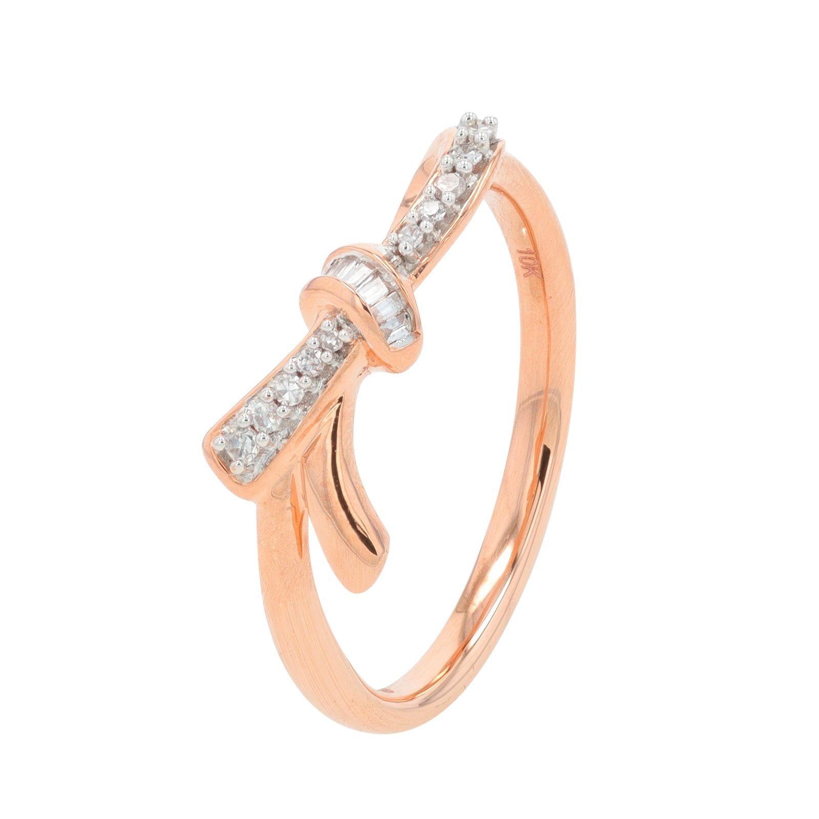 10K RG 1/10 CT Diamond Bow Ring