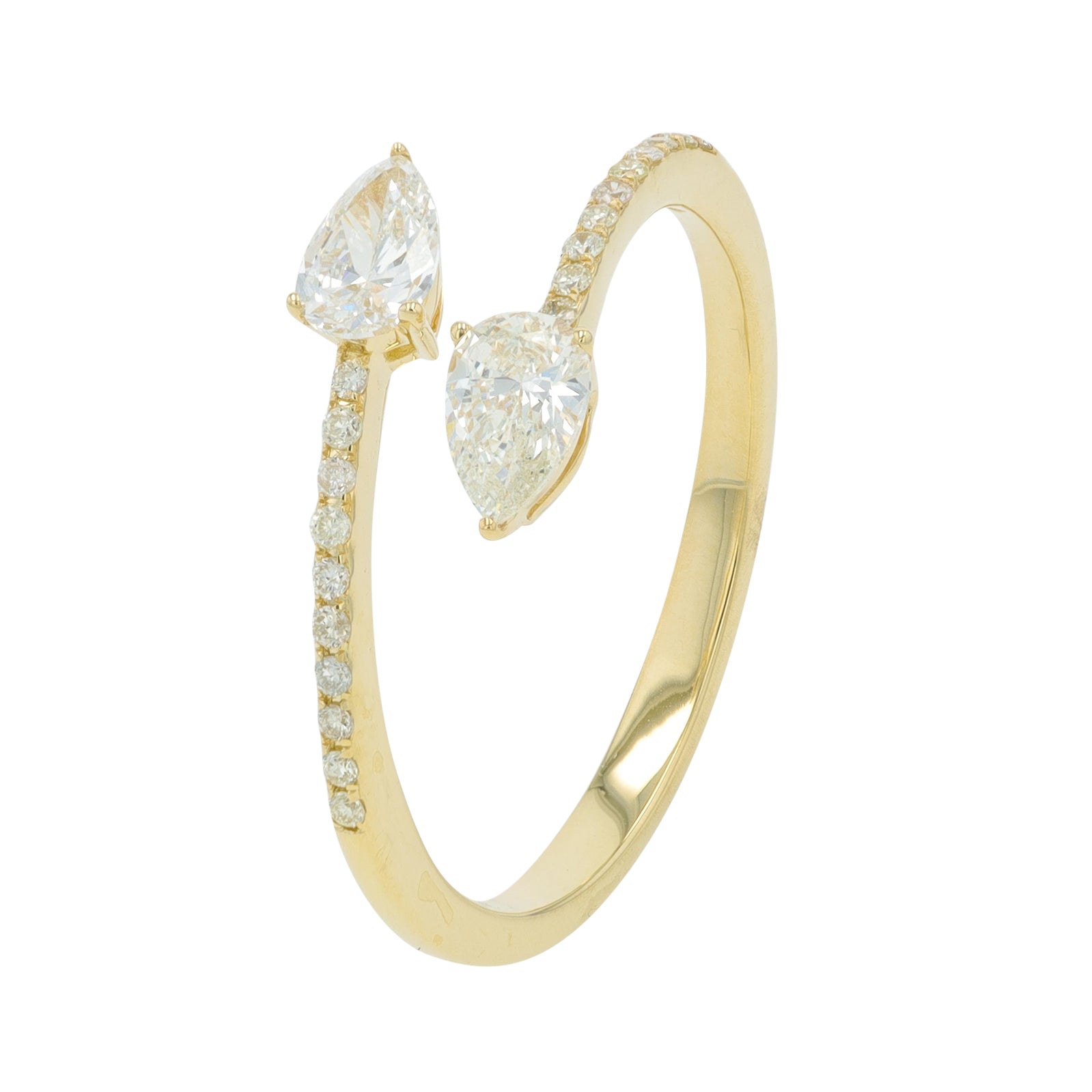 14K YG .56 CT Diamond Bypass Ring