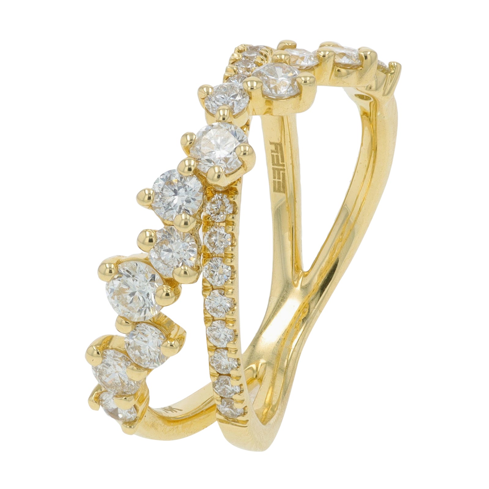 14K EFFY YG 1 CTW Diamond Crossover Ring