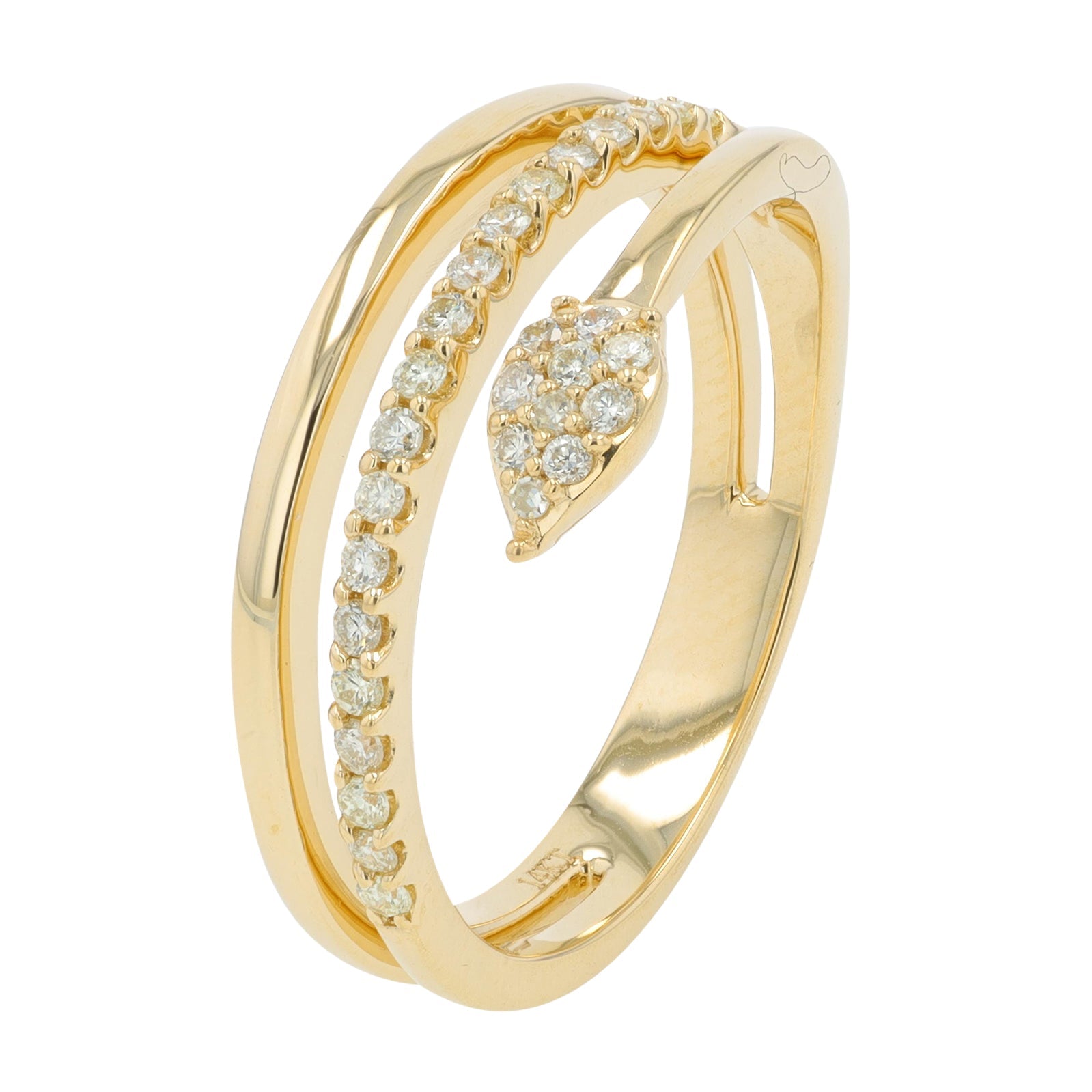14K YG .21 CT Diamond Snake Ring