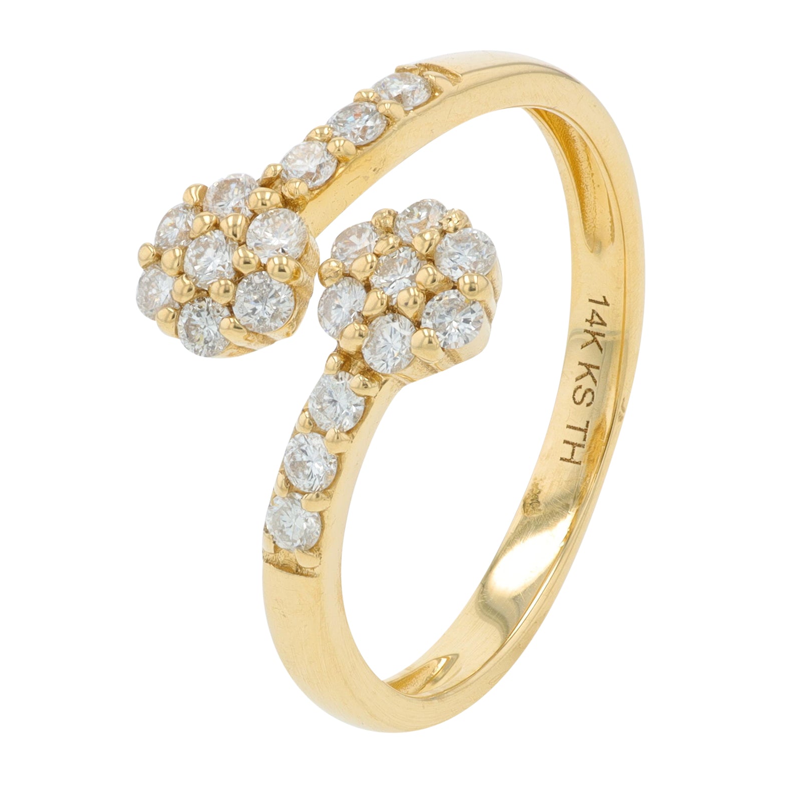 14K YG 1/2 CT Diamond Bypass Ring