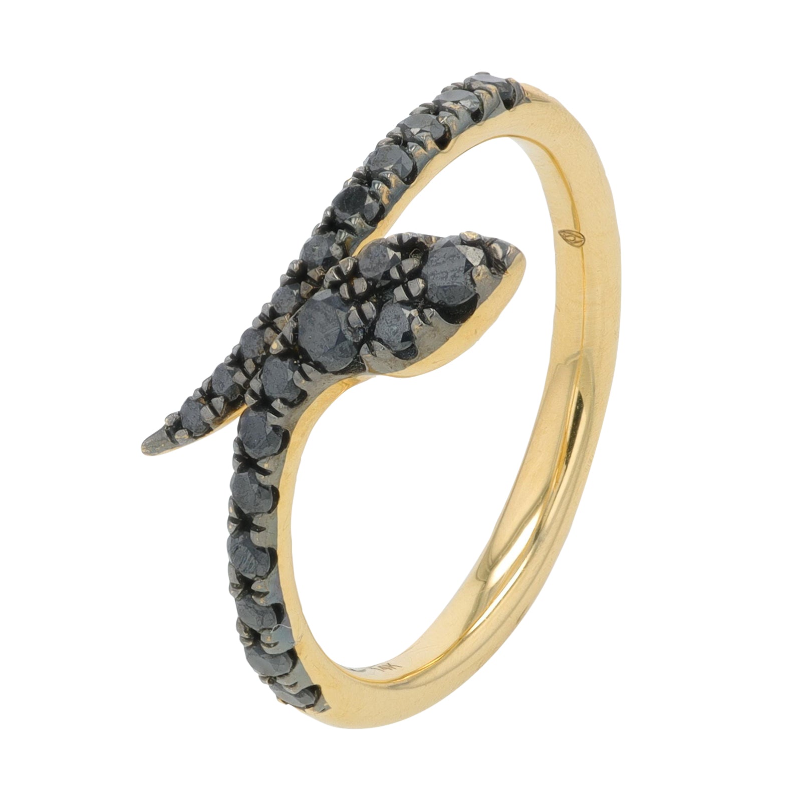 14K YG .50 CT Black Diamond Snake Ring