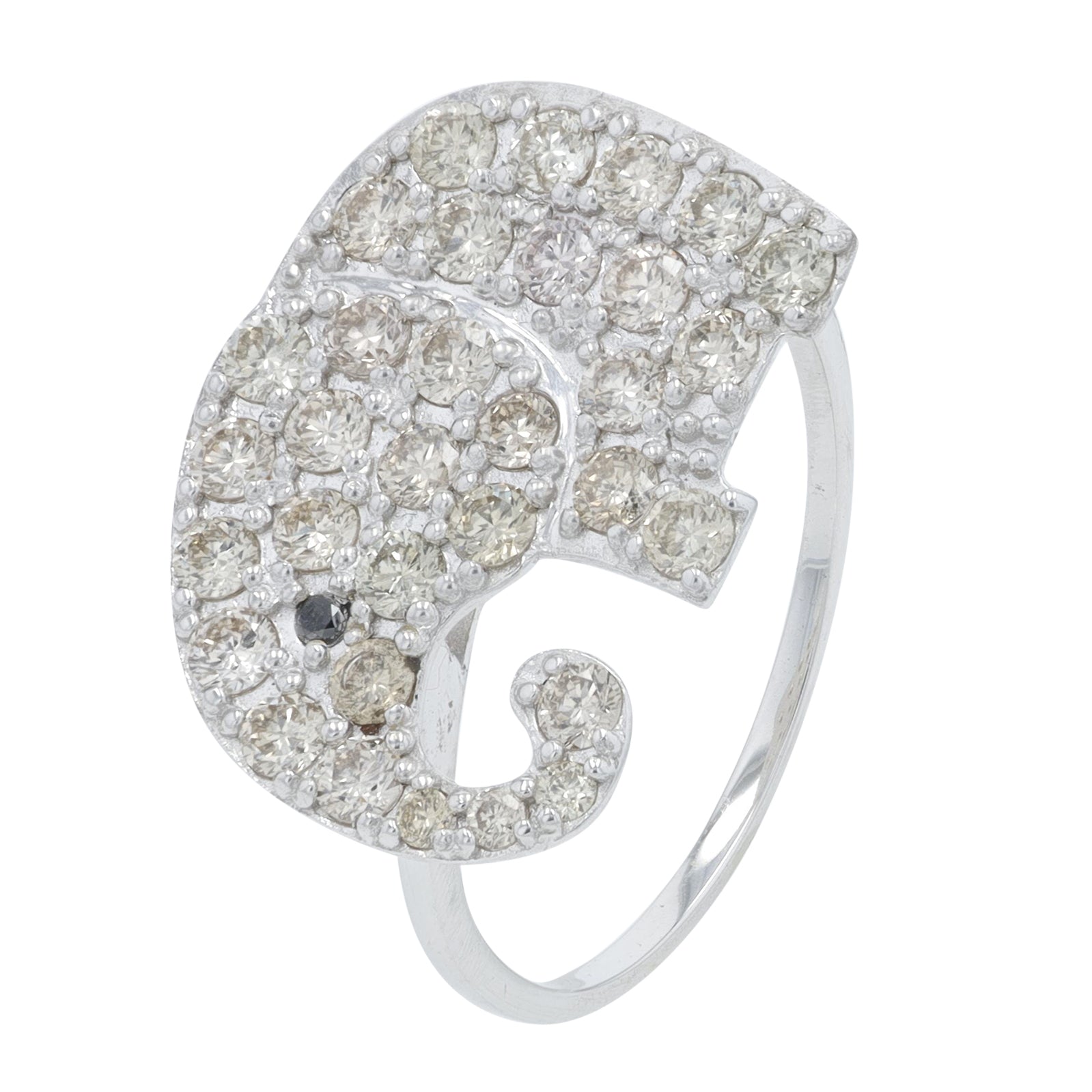 18K WG 1 CT Diamond Elephant Ring