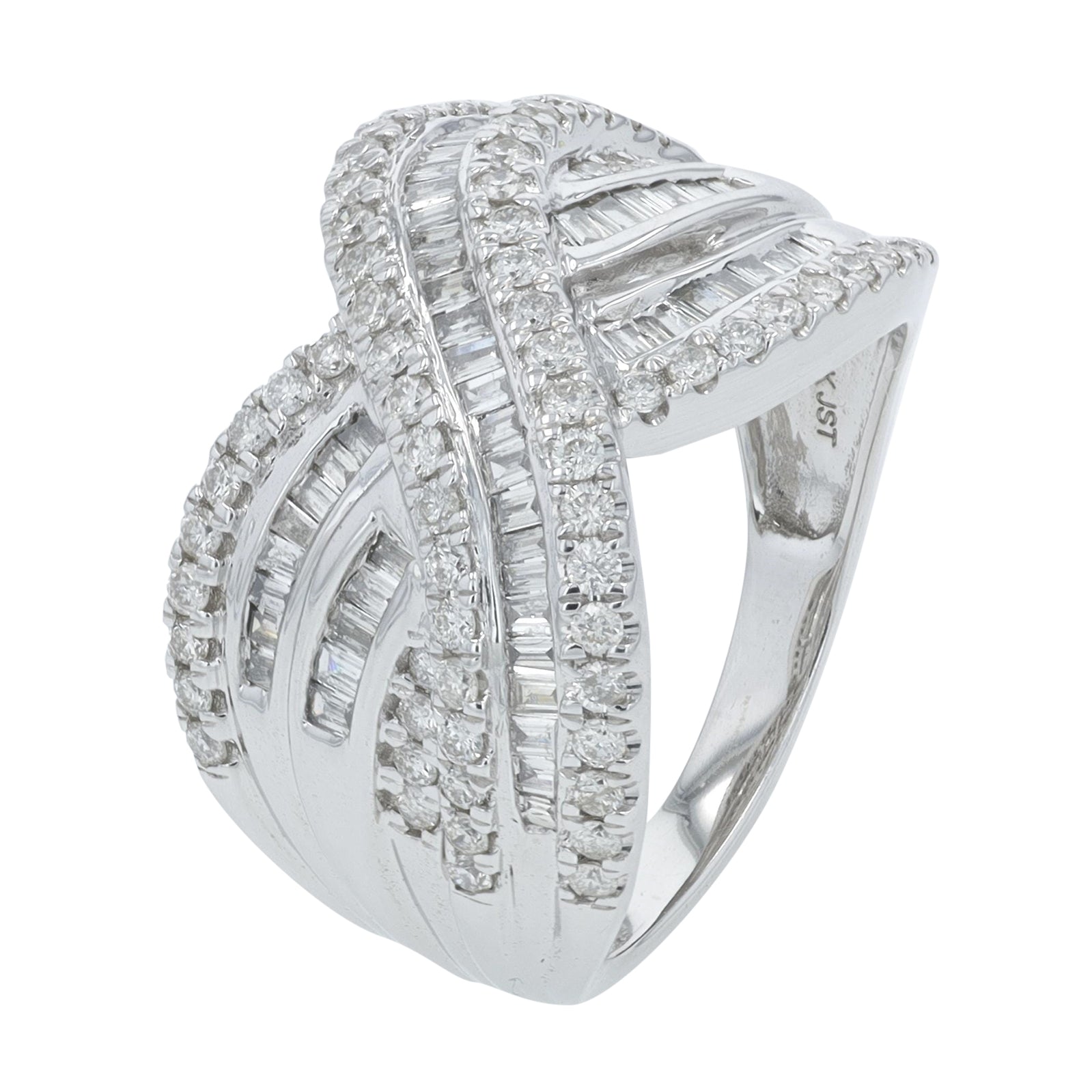 10K WG 1 CTW Diamond Crossover Ring