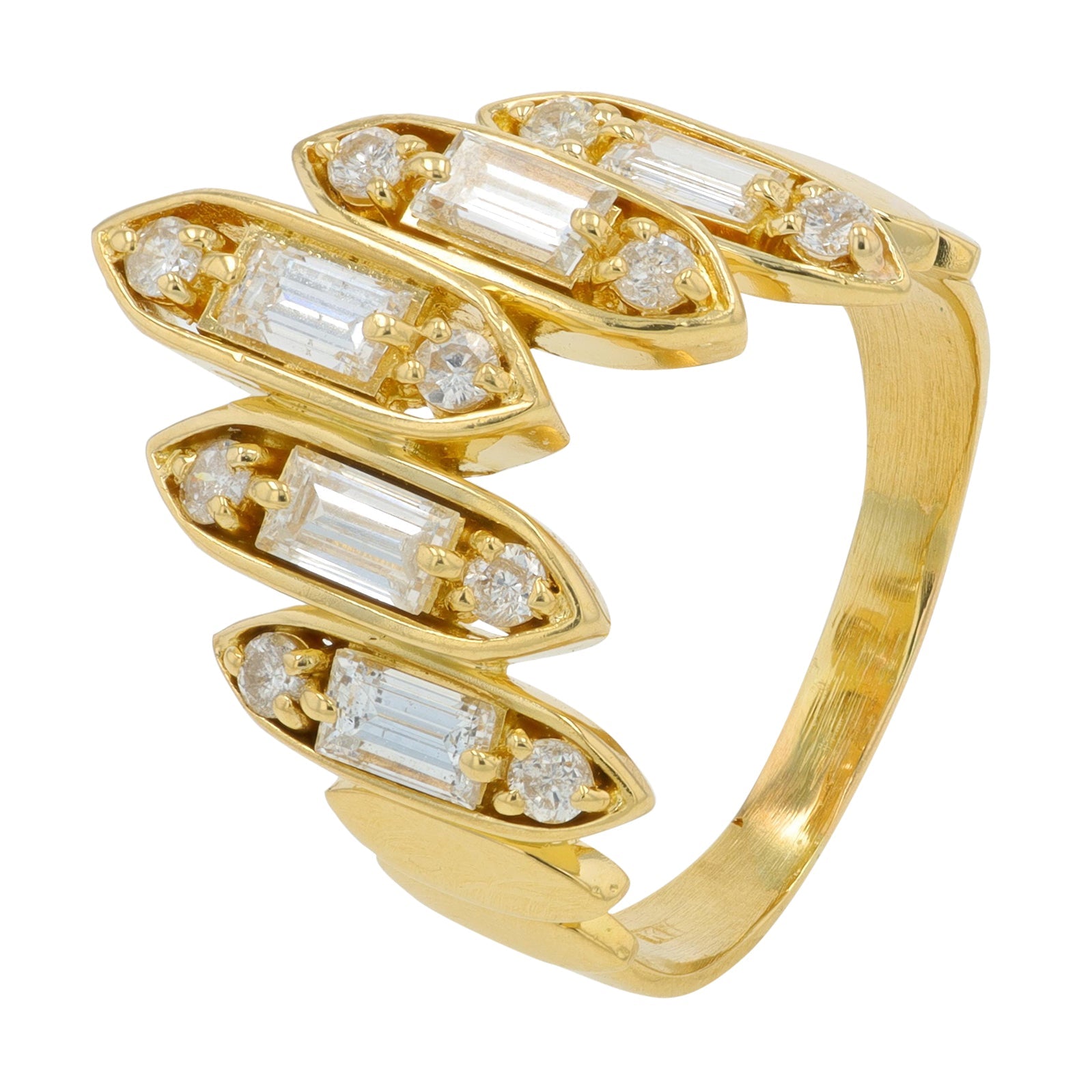 18K YG 1.07 CT Diamond Chevron Ring