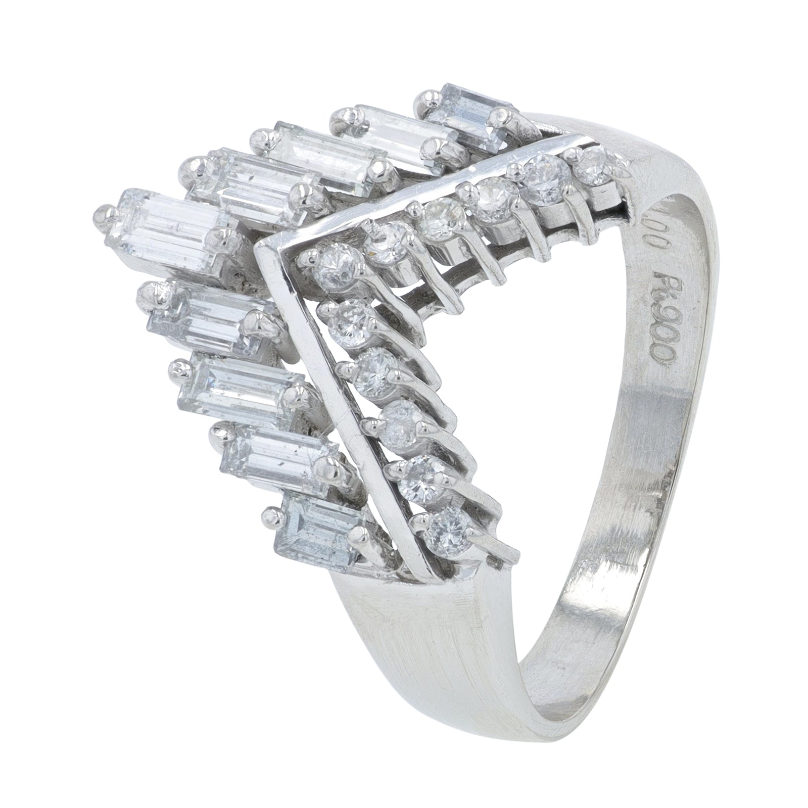 PT900 1 CTW Diamond Chevron Ring
