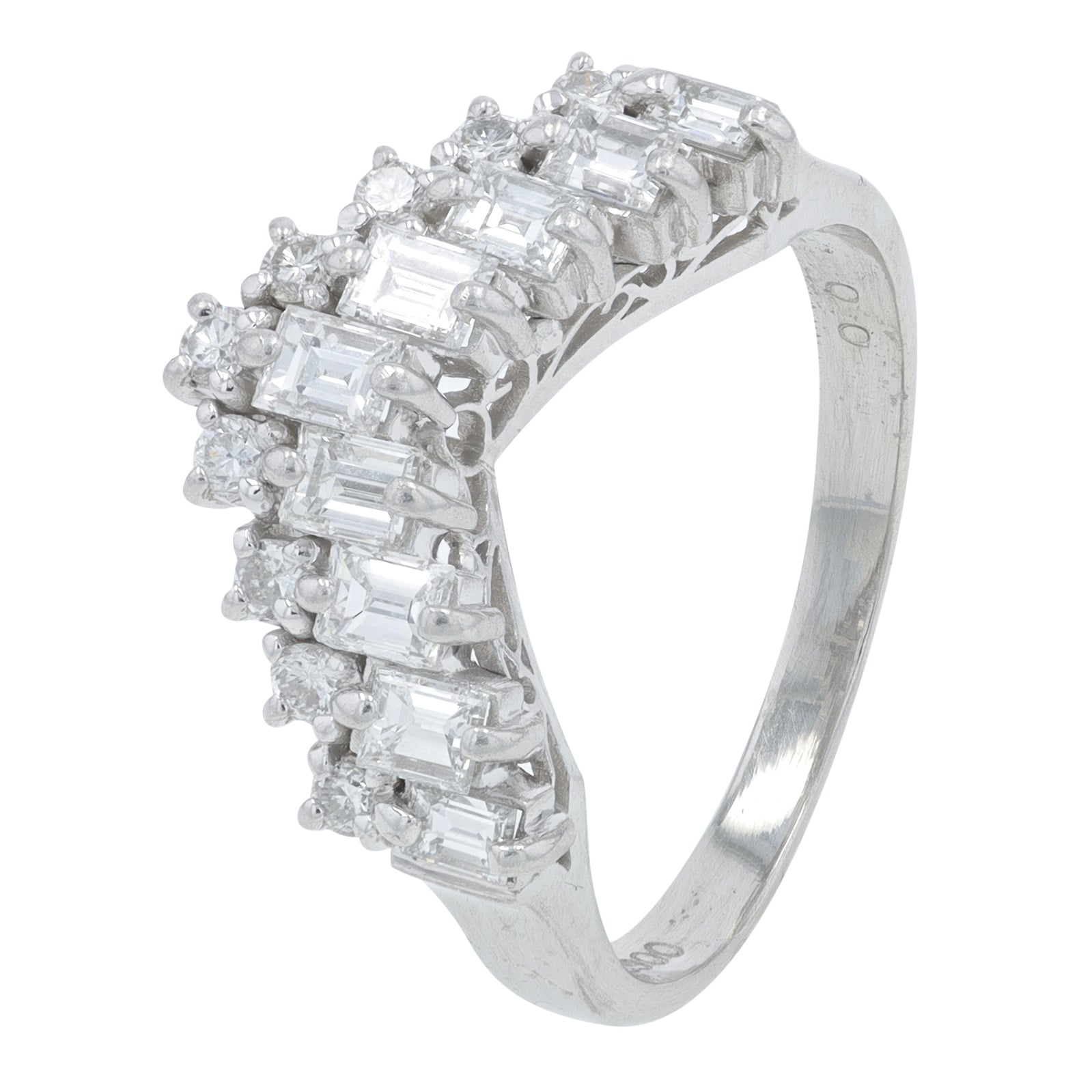 PT900 1 CTW Diamond Chevron Ring