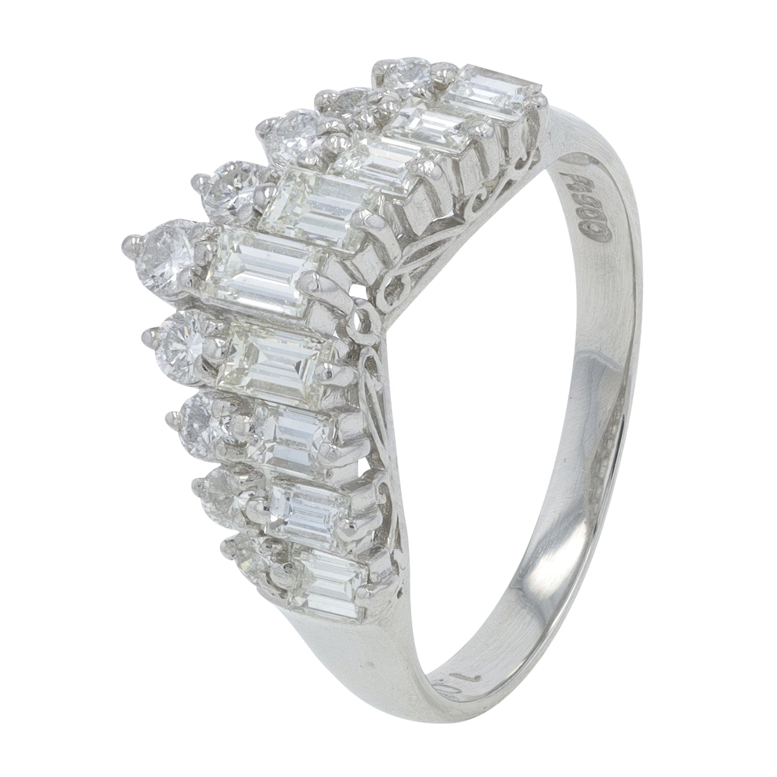 PT900 1 CTW Diamond Chevron Ring