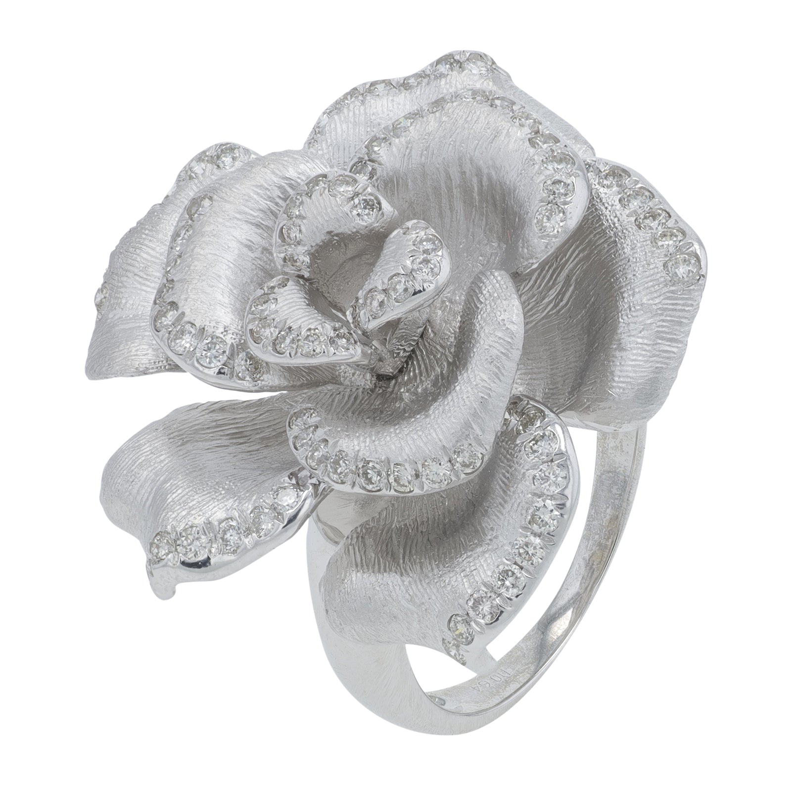 18K WG .64 CT Diamond Flower Ring