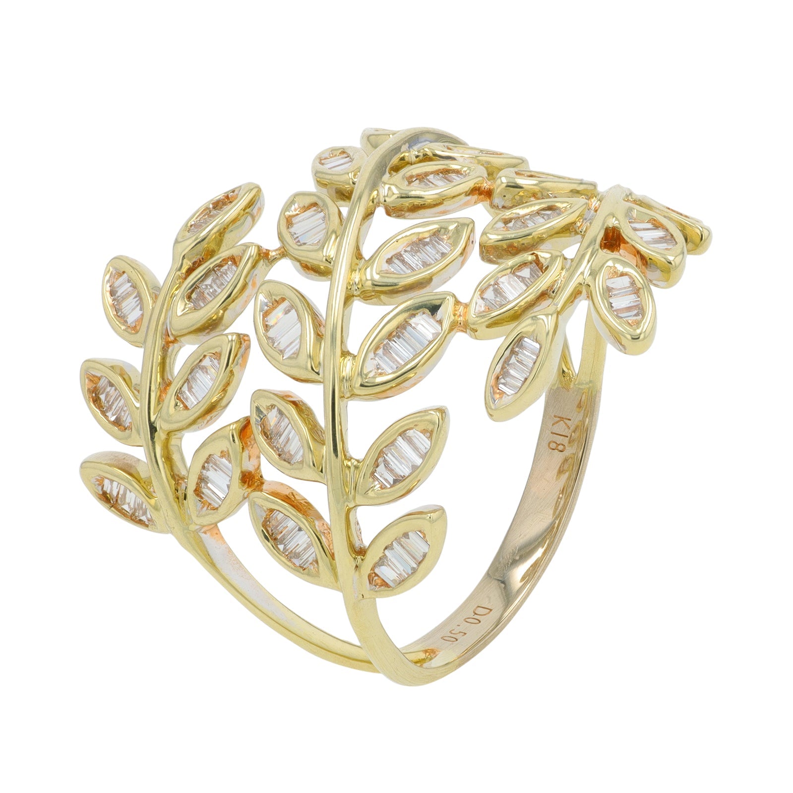 18K YG .50 CT Diamond Bypass Ring
