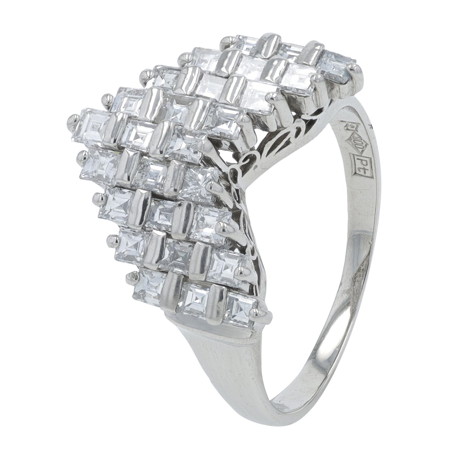PT900 1 CTW Diamond Chevron Ring