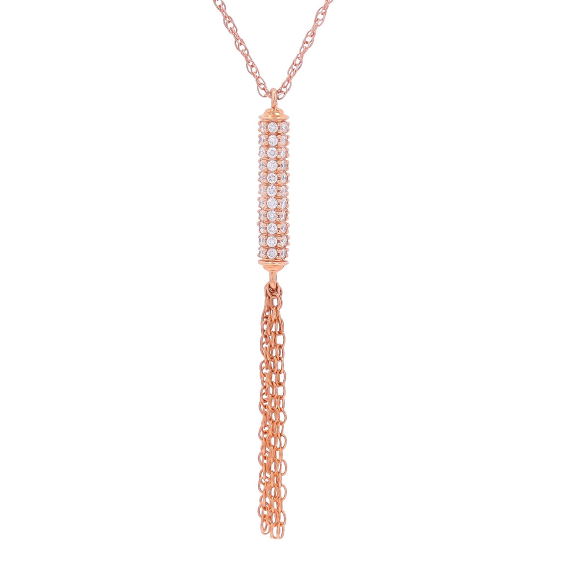 14K RG .33 CTW Diamond Tassel Pendant