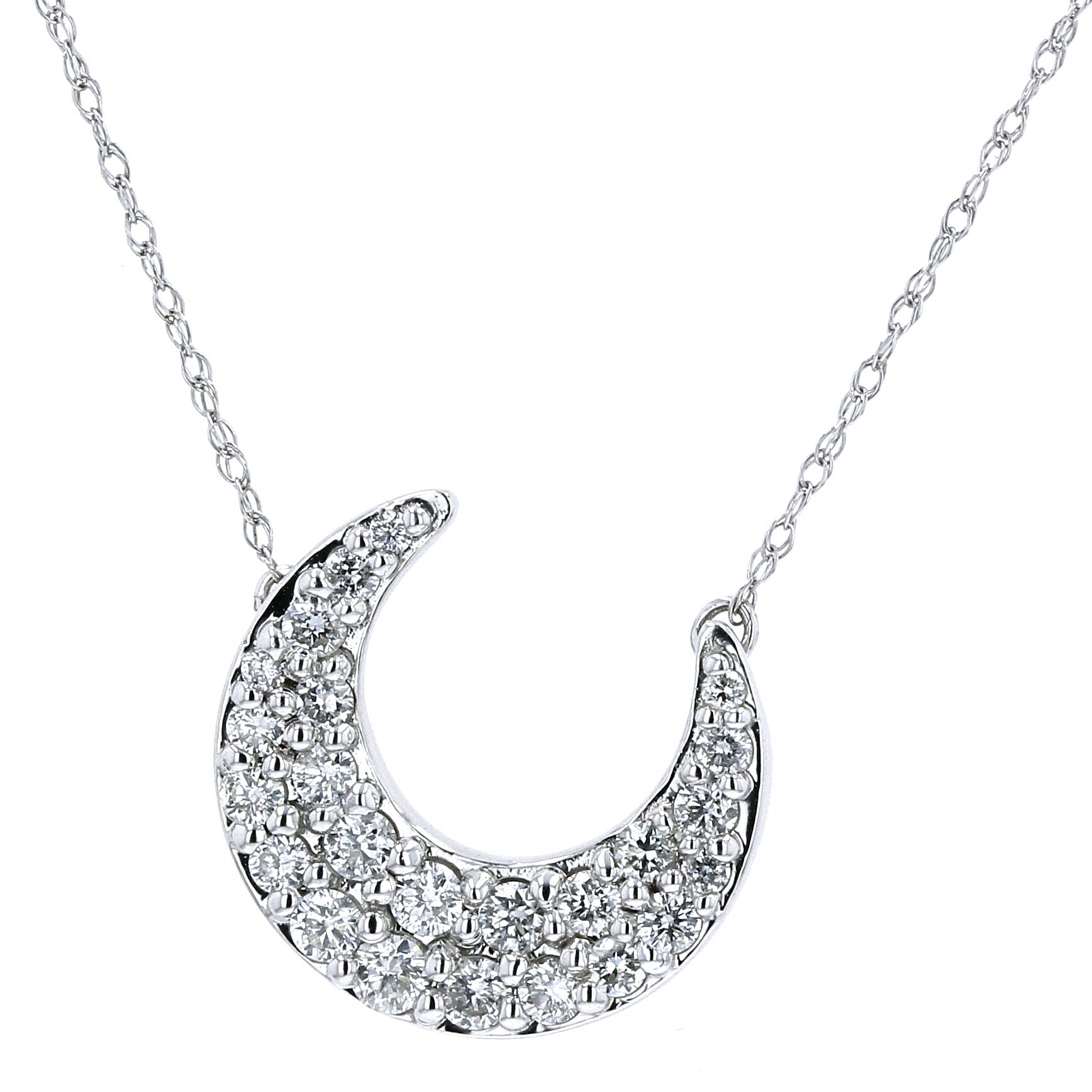 10K WG Diamond Crescent Moon Necklace