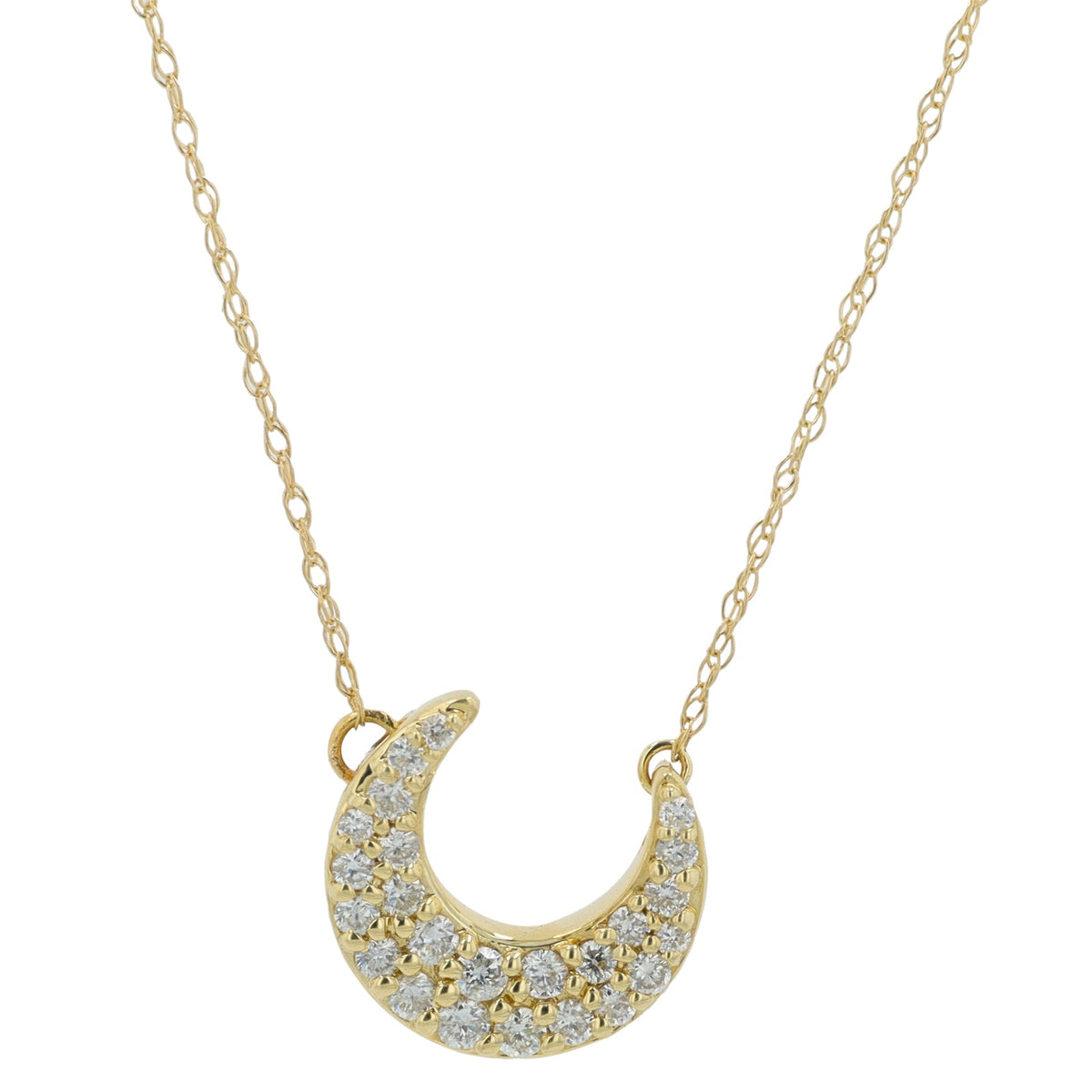 10K YG Diamond Crescent Moon Necklace