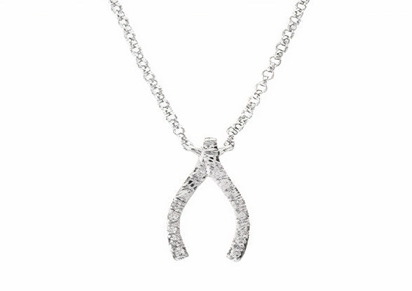 14K EFFY WG Diamond Wishbone Necklace