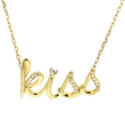 10K YG Diamond 'Kiss' Pendant
