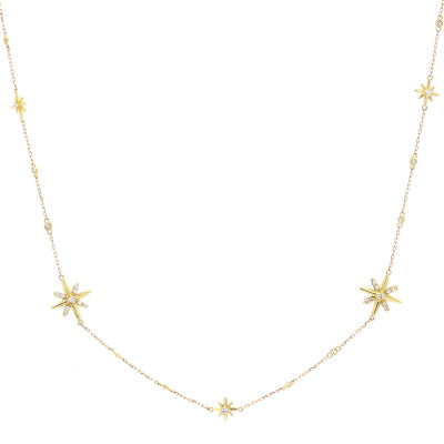 14K YG Diamond Star Rope Necklace