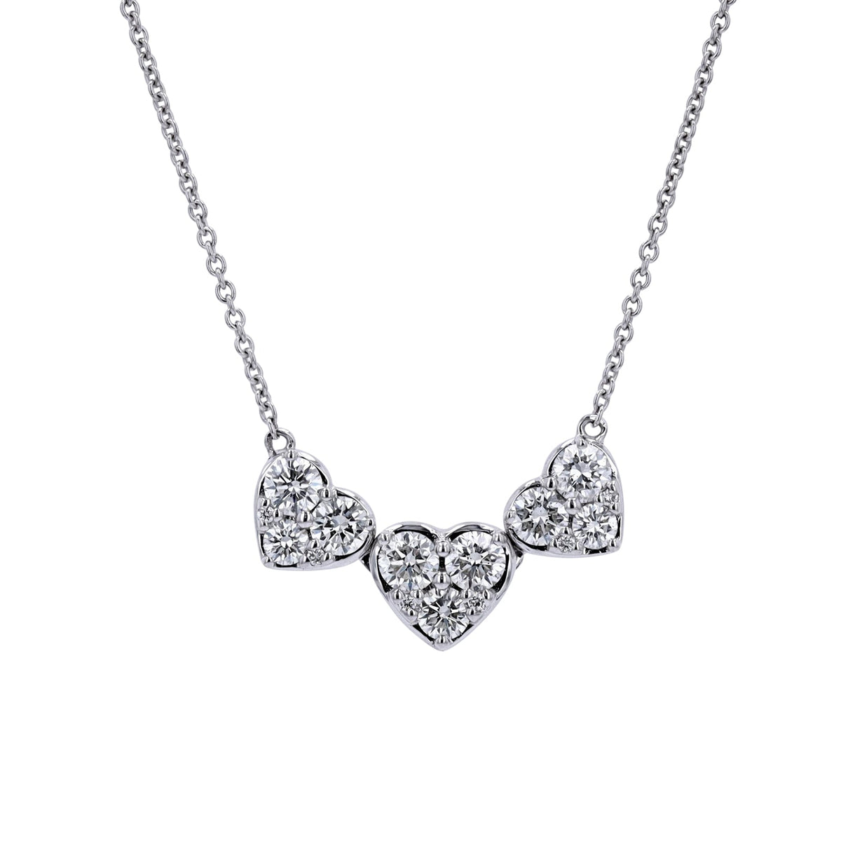 14K WG EFFY Hearts Diamond Necklace