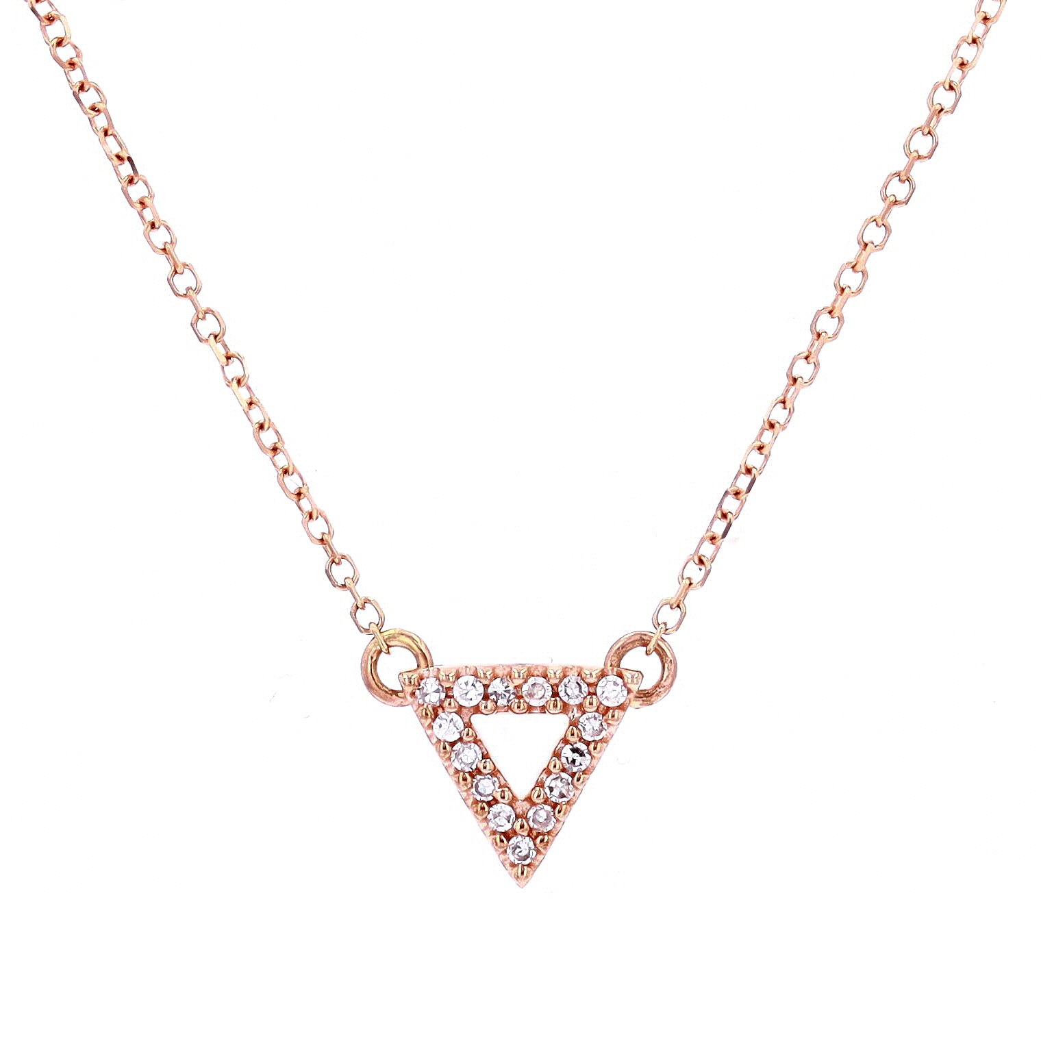 10K RG Diamond Triangle Necklace
