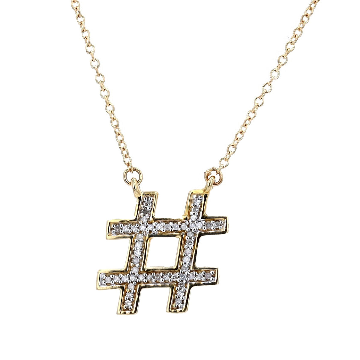 10K YG Hashtag Diamond Necklace