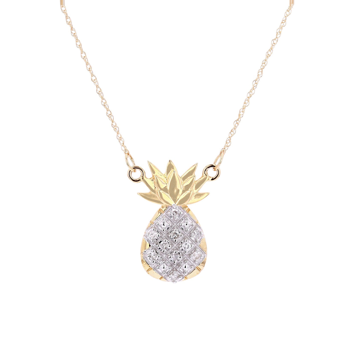 10K YG Diamond Pineapple Necklace