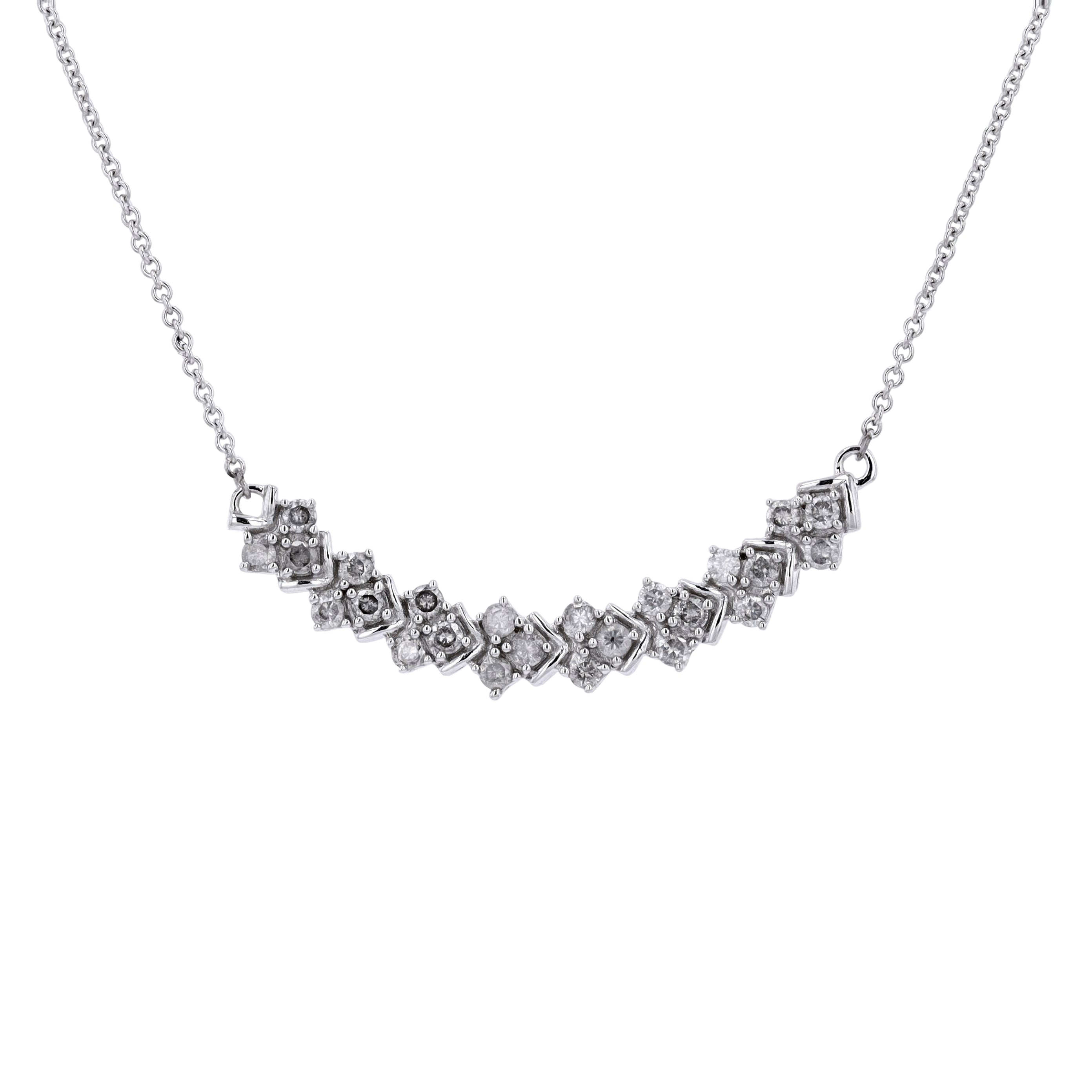10K WG Curved Bar Necklace