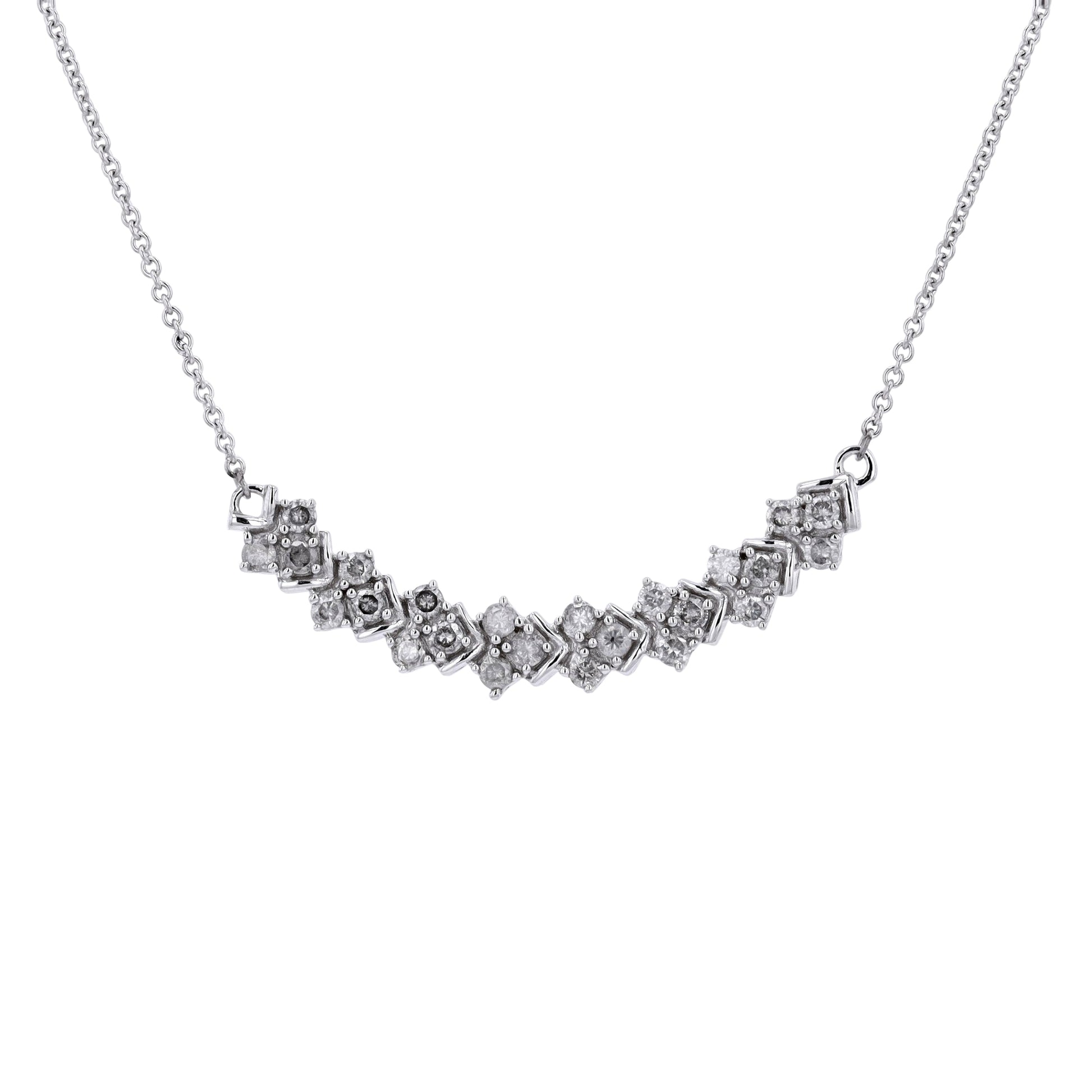 10K WG Curved Bar Necklace