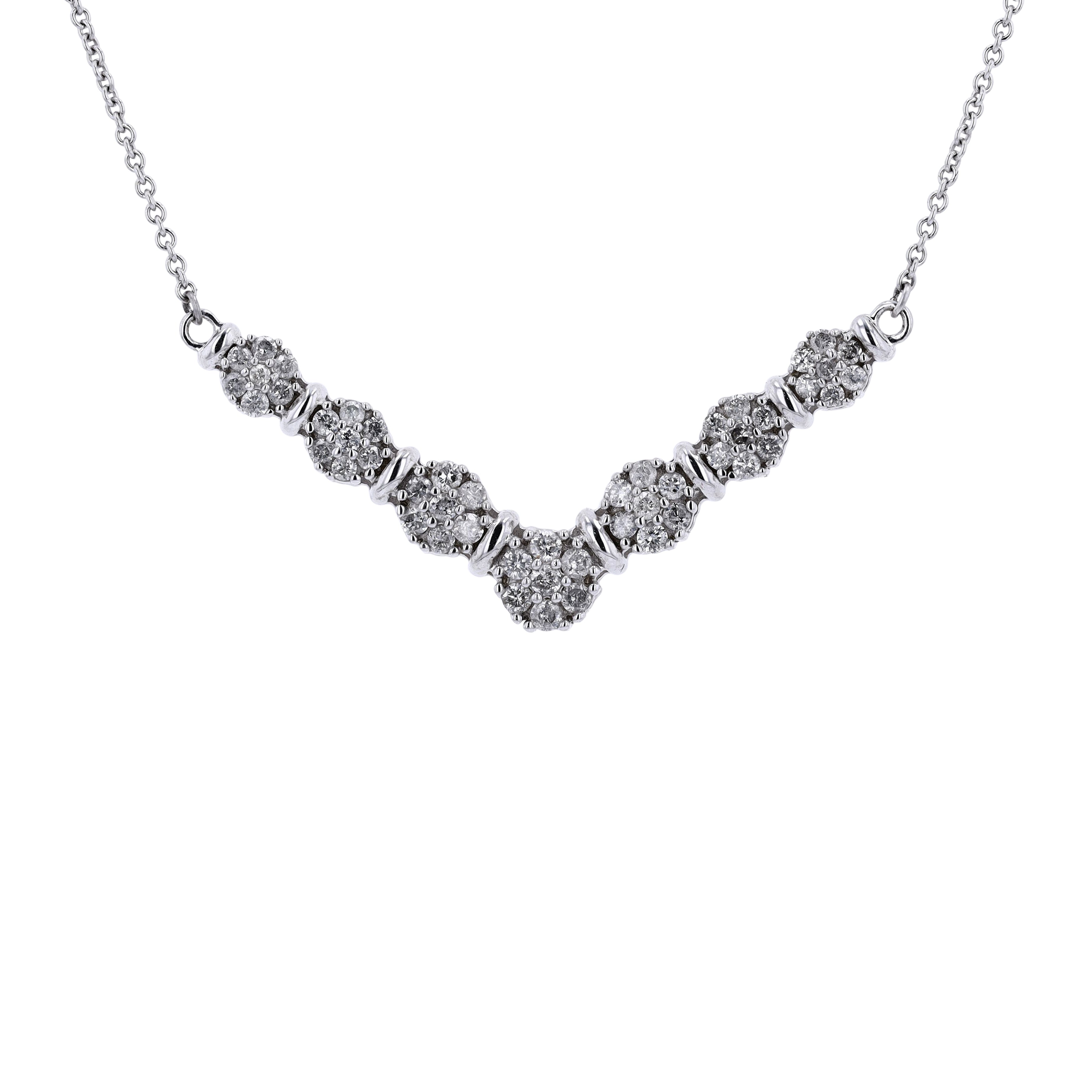 10K WG Diamond Chevron Necklace